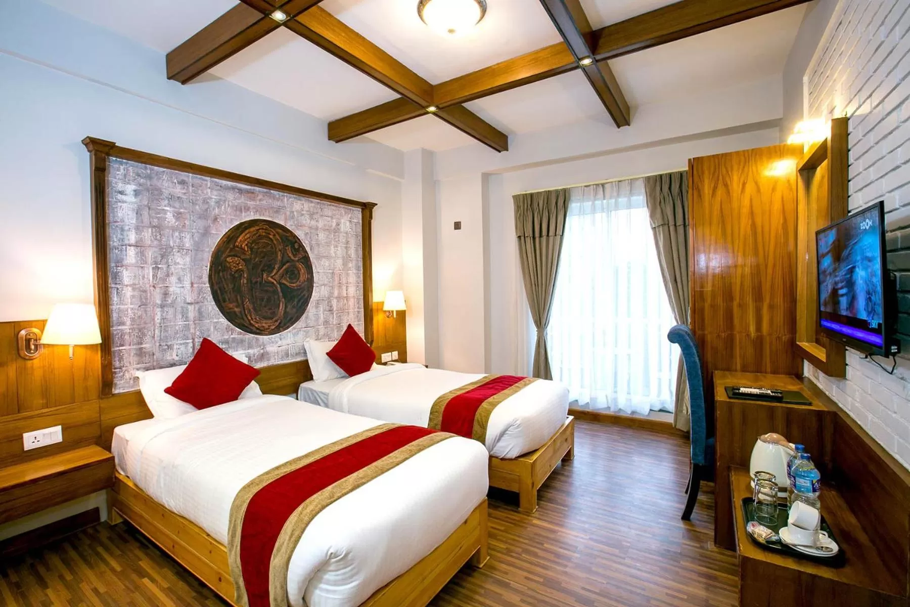 Photo of the whole room, Bed in Beautiful Kathmandu Hotel