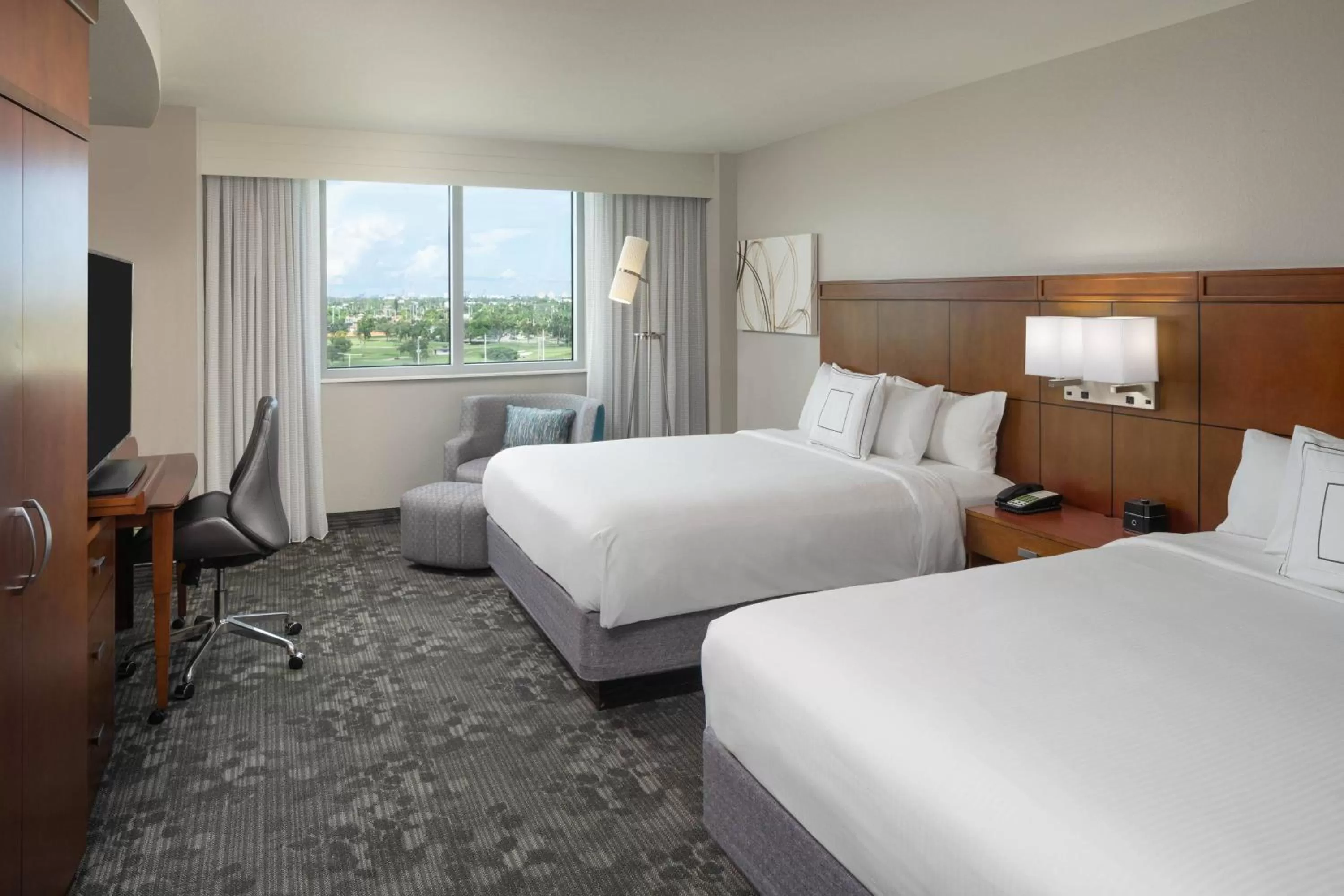 Queen Room with Two Queen Beds and Roll-in Shower - Mobility and Hearing Accessible in Courtyard by Marriott Miami Airport