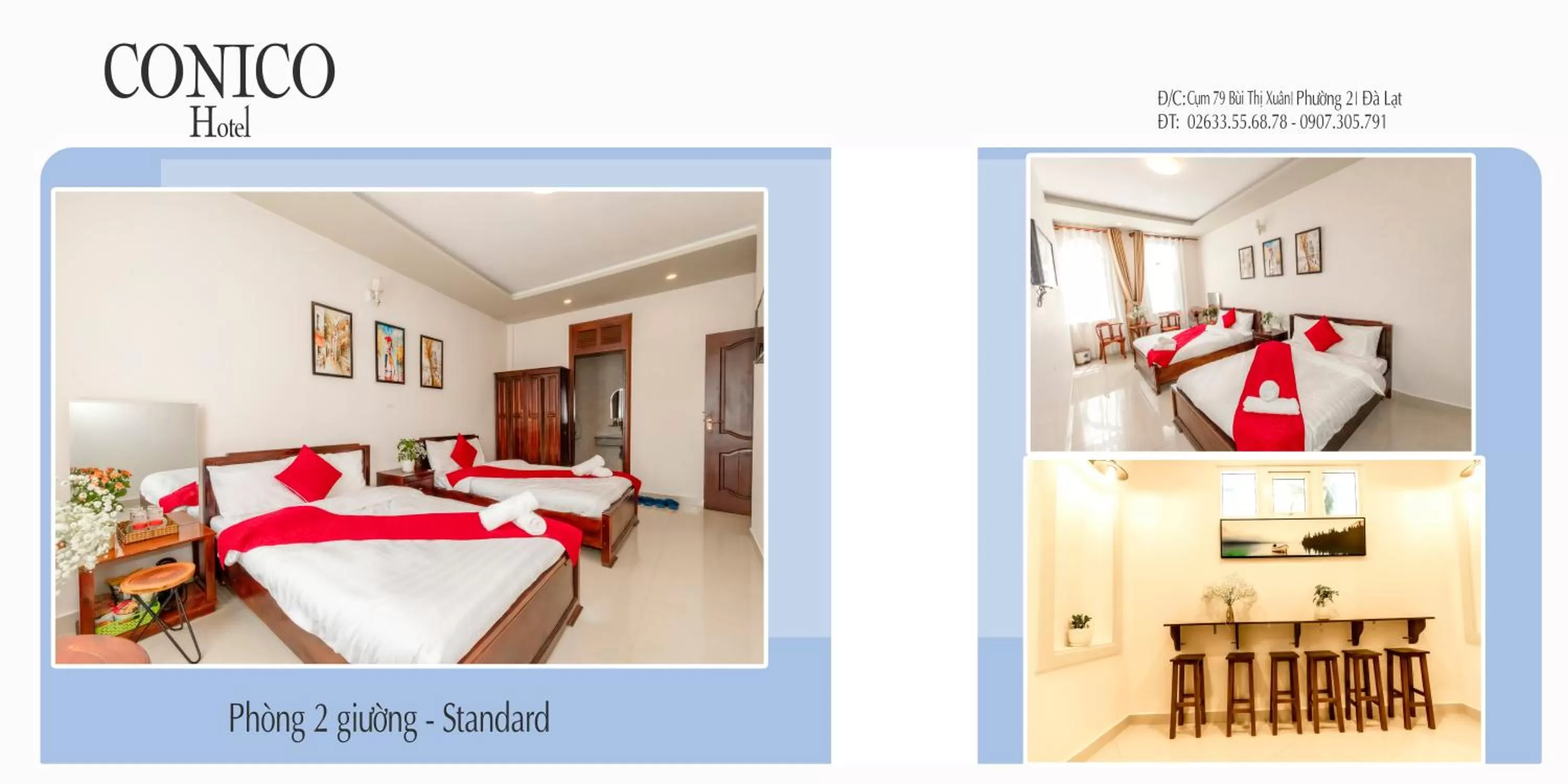 Floor plan, Bed in Conico Đà Lạt Hotel