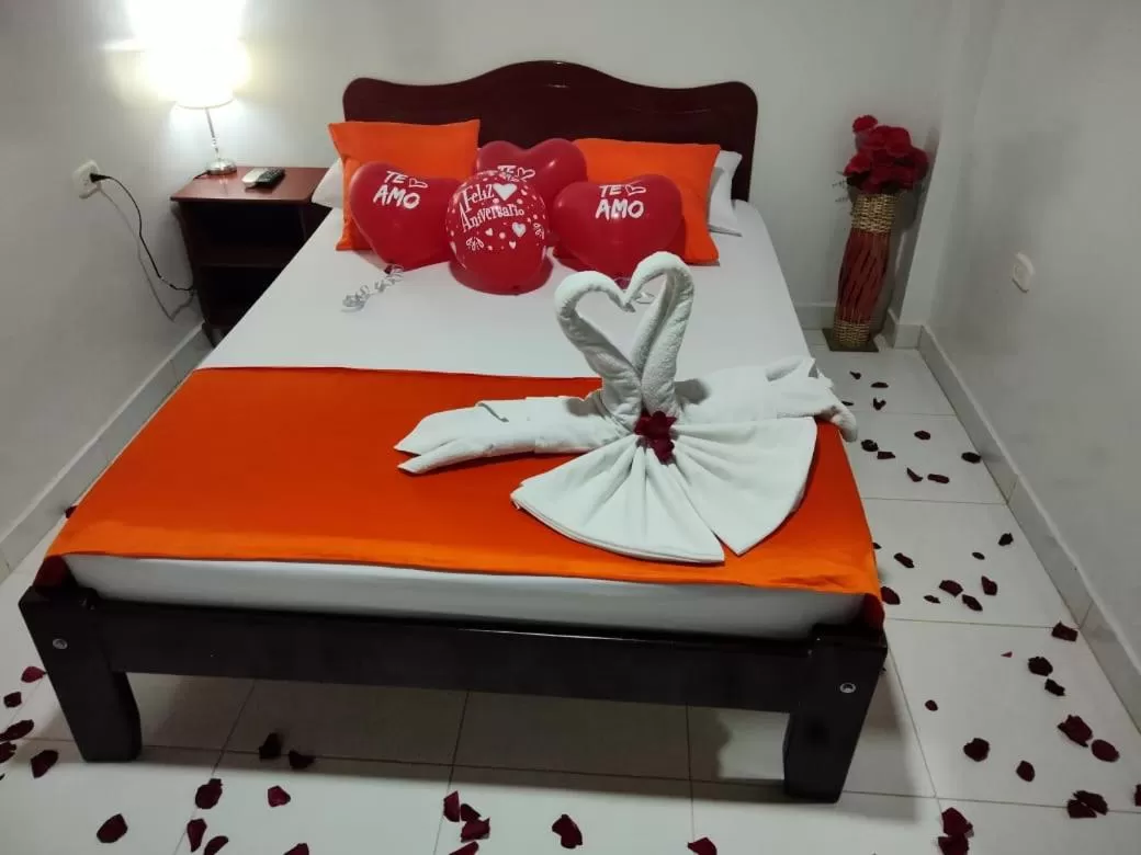 Bed in Hotel Colonial Villavieja