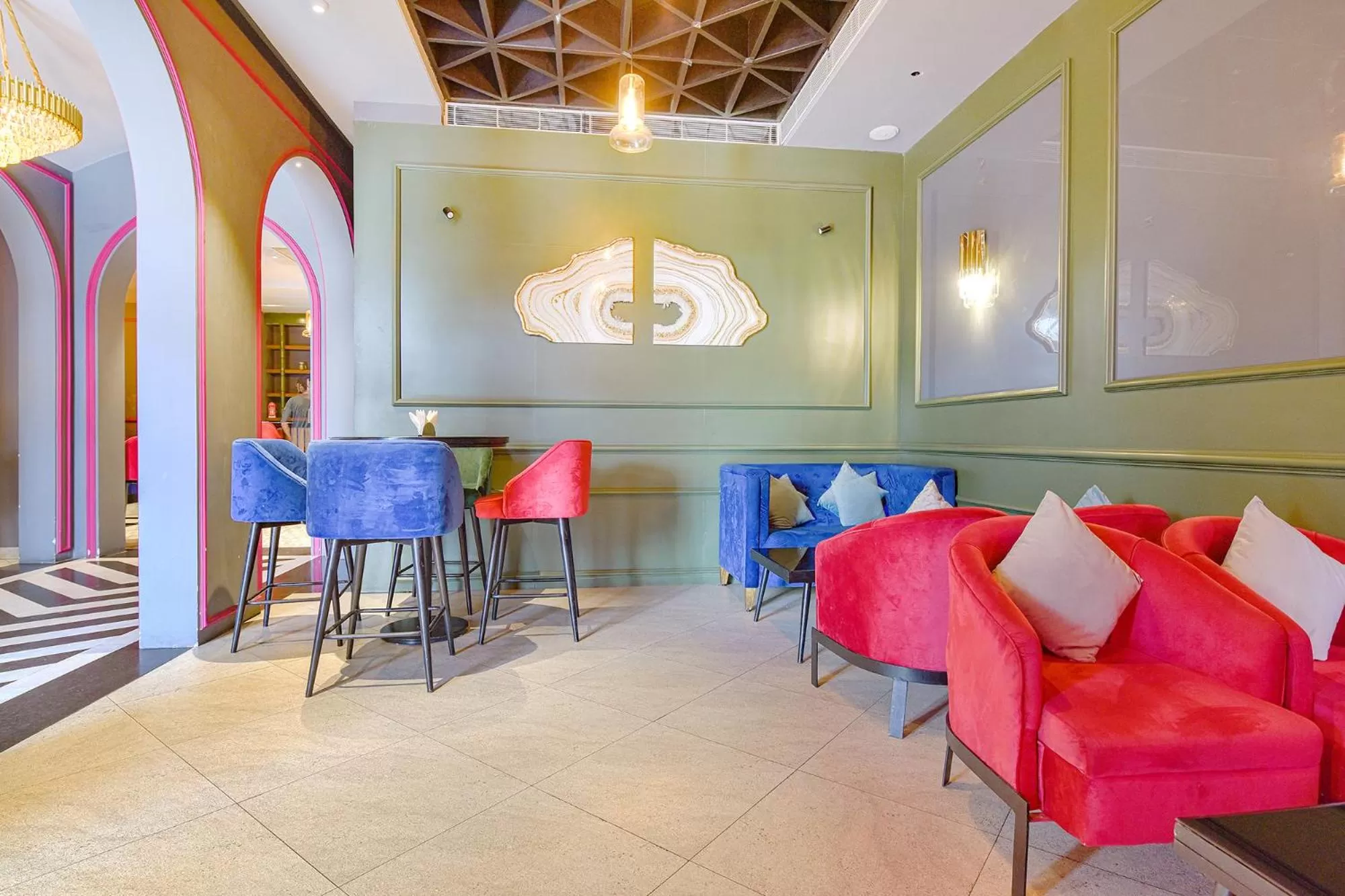 Seating area in FabHotel Prime Rudra