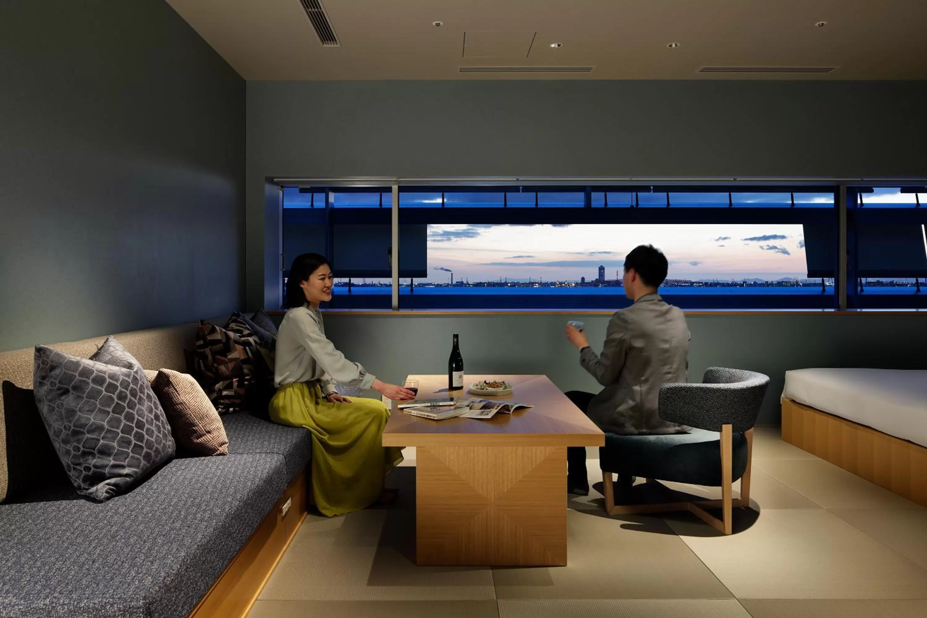 Living room in OMO7 Osaka by Hoshino Resorts