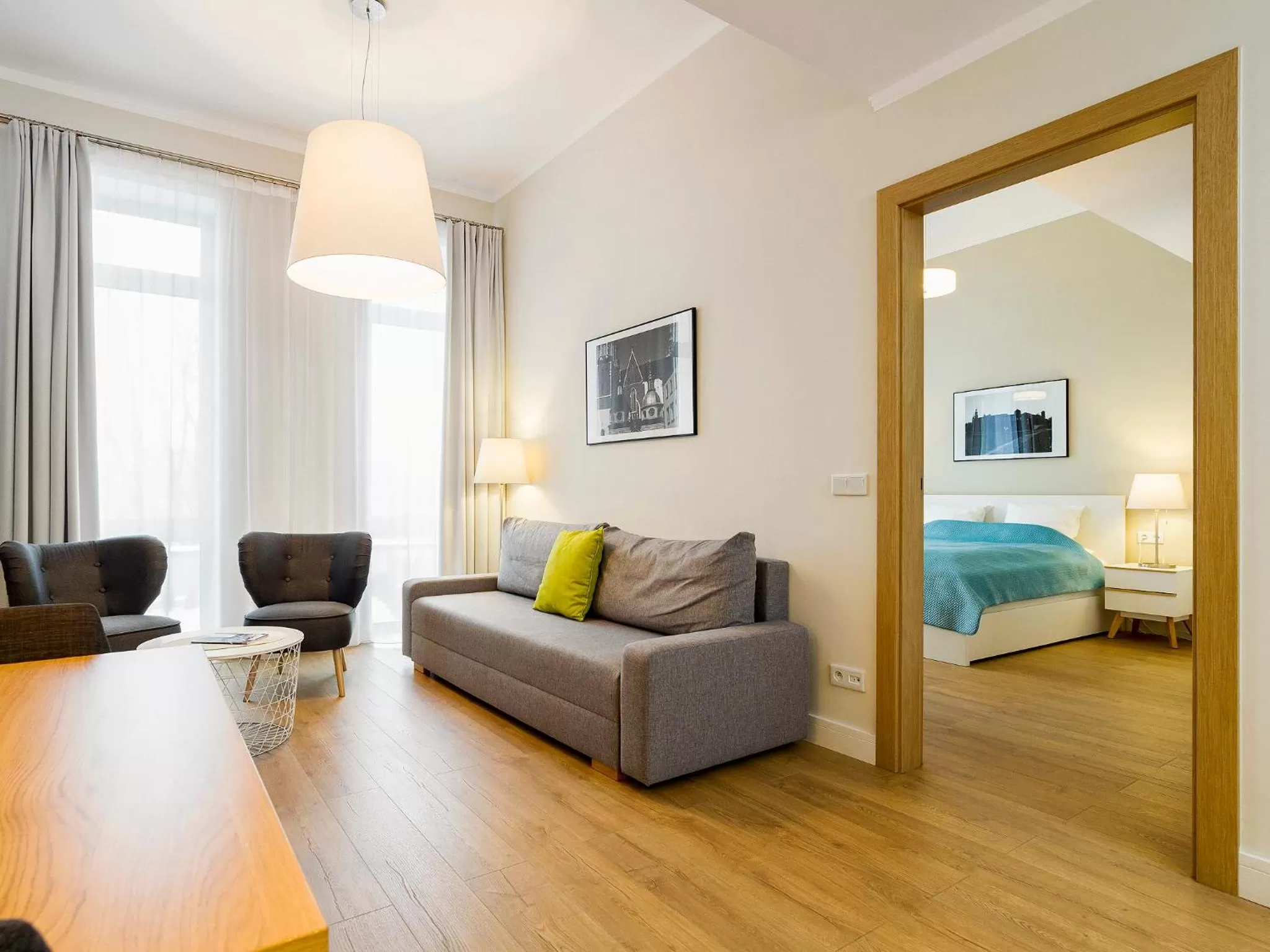 View (from property/room), Bed in Riverside Aparthotel Cracow