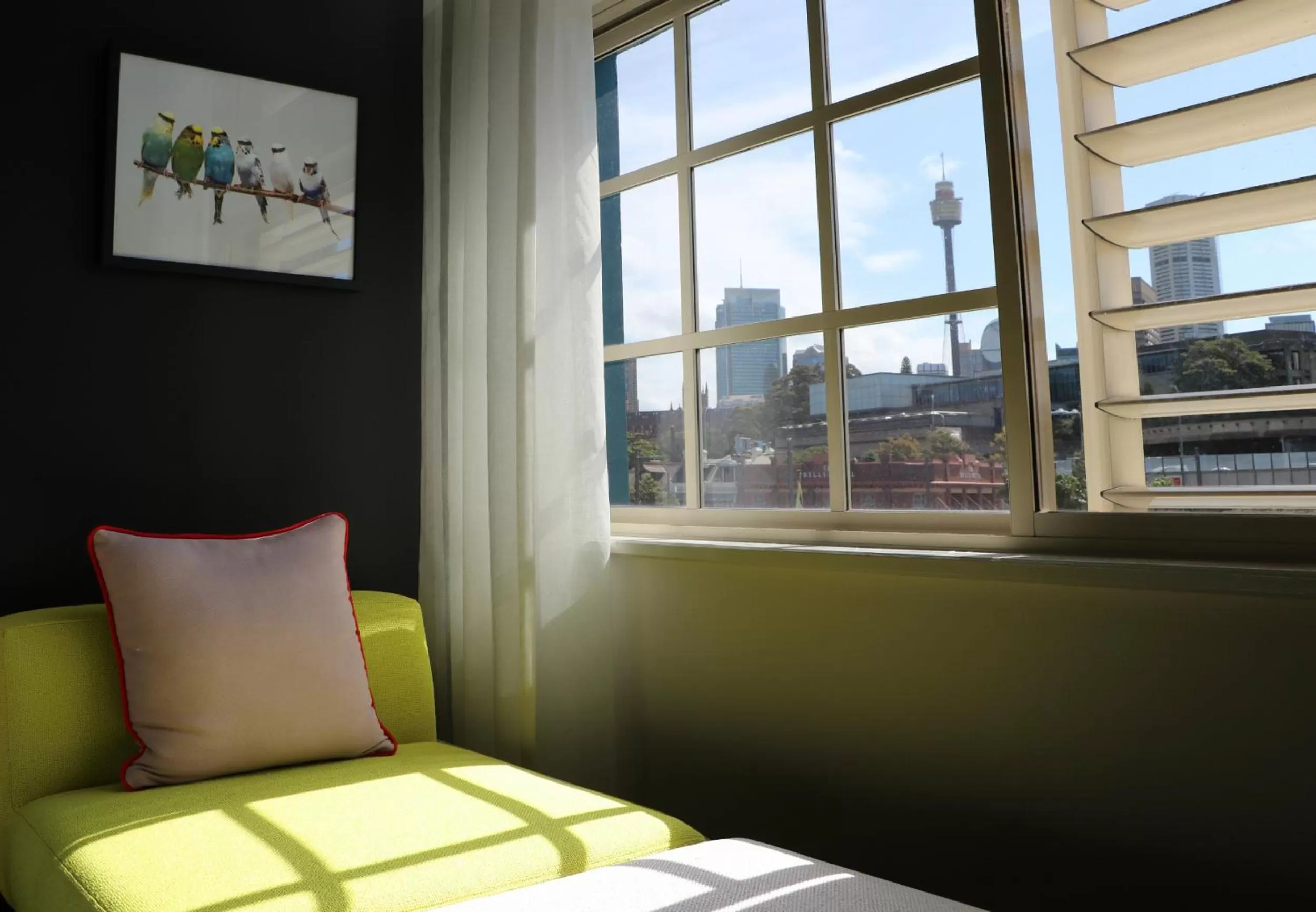 View (from property/room), Bed in Ovolo Sydney Woolloomooloo, a Wyndham Hotel