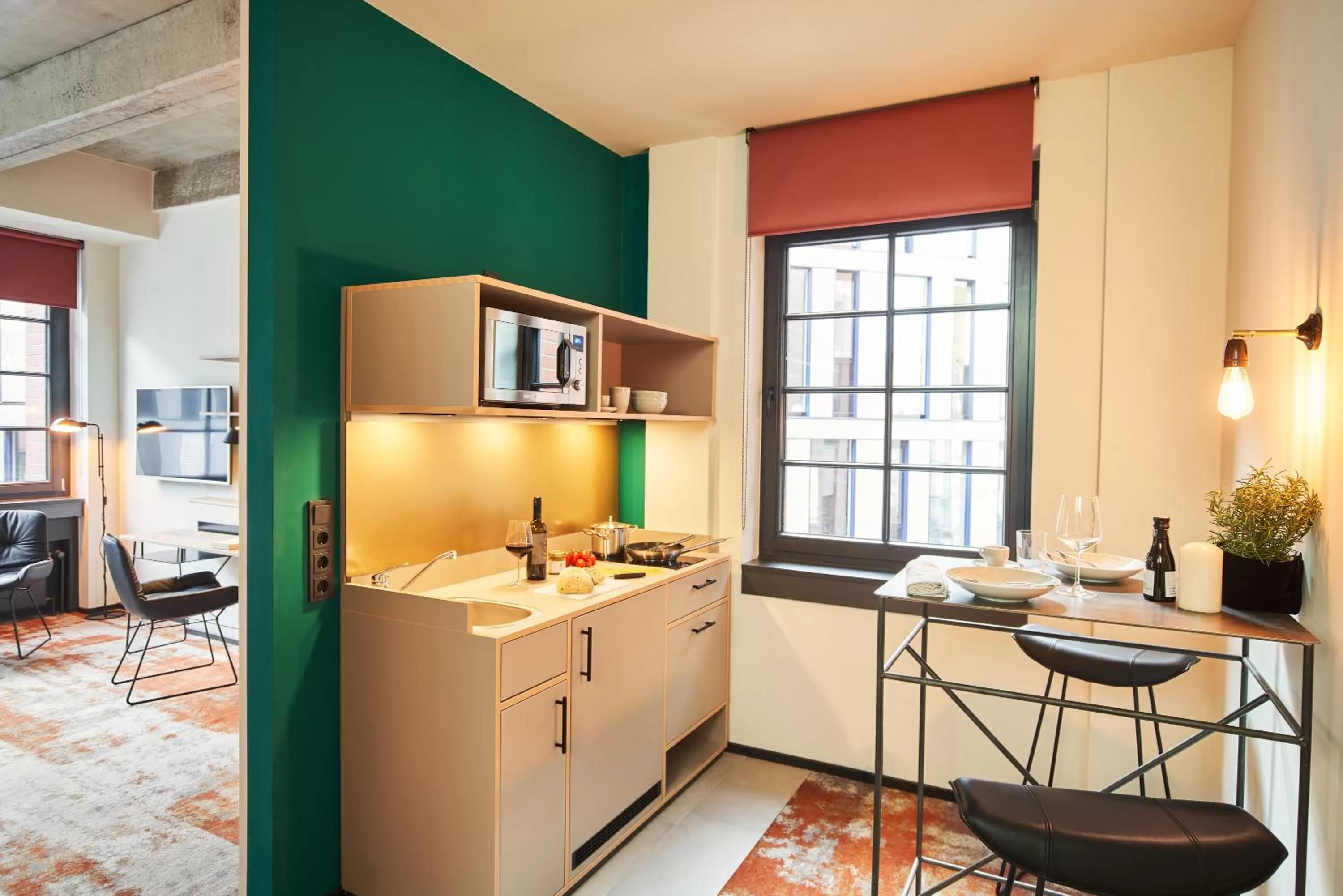 Kitchen or kitchenette in hood house