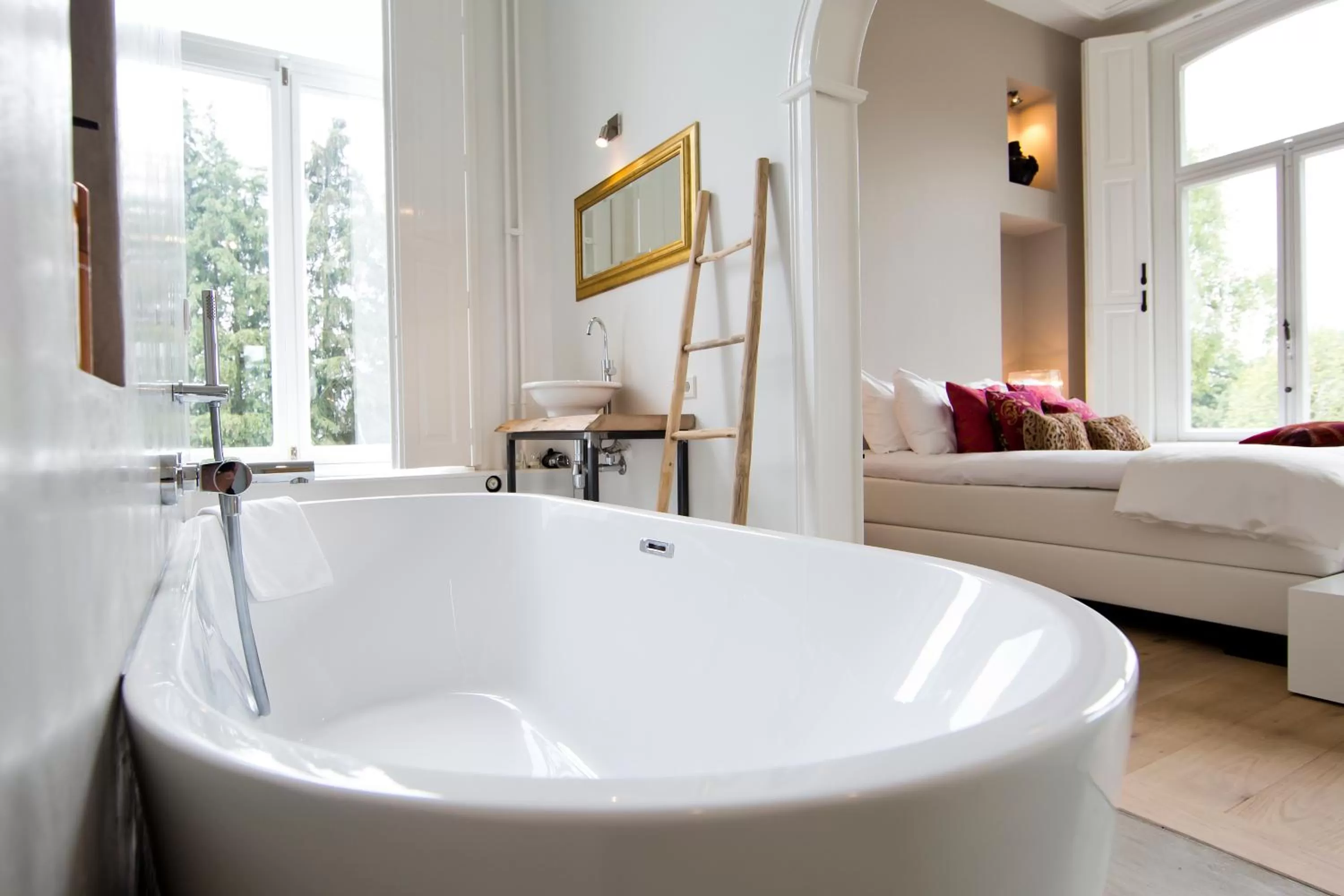 Bathroom, Bed in Villa Polder