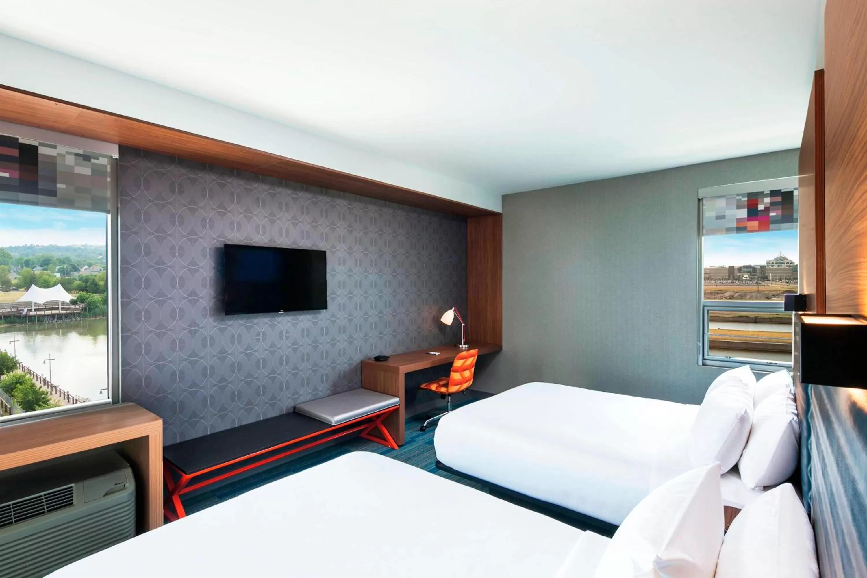 Queen Room with Two Queen Beds - Hearing Accessible in Aloft Syracuse Inner Harbor