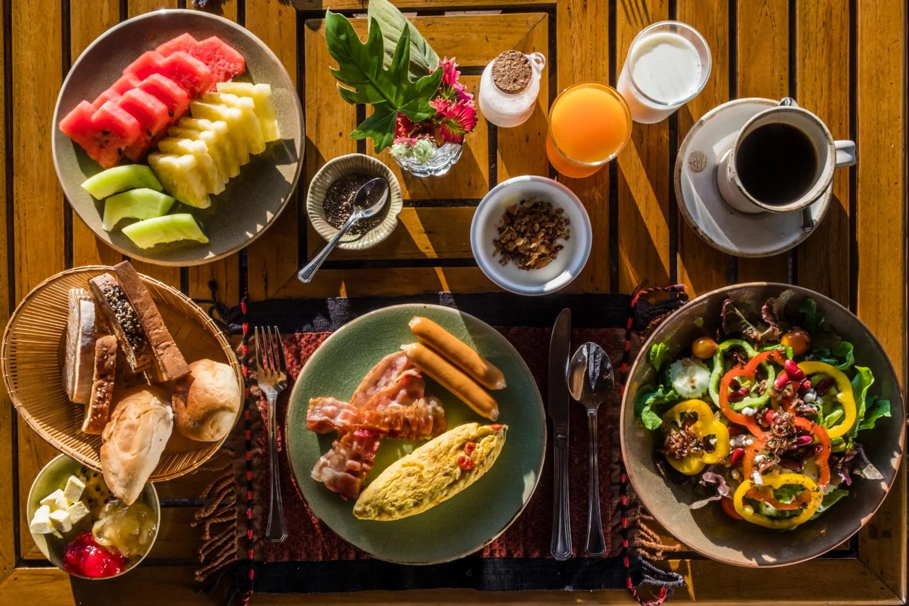 American breakfast in Phu Chaisai Chiang Rai Mountain Resort