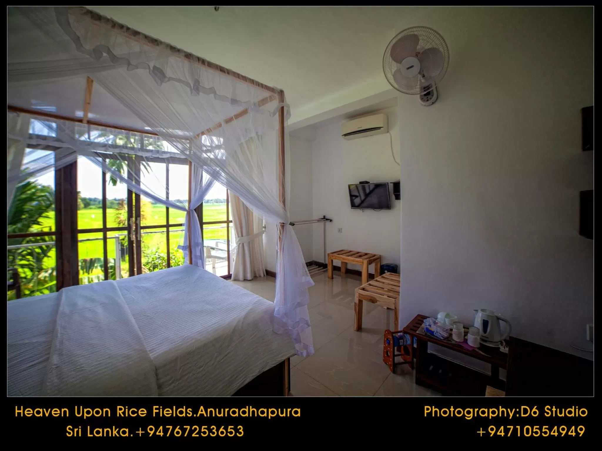 Photo of the whole room, Bed in Heaven Upon Rice Fields