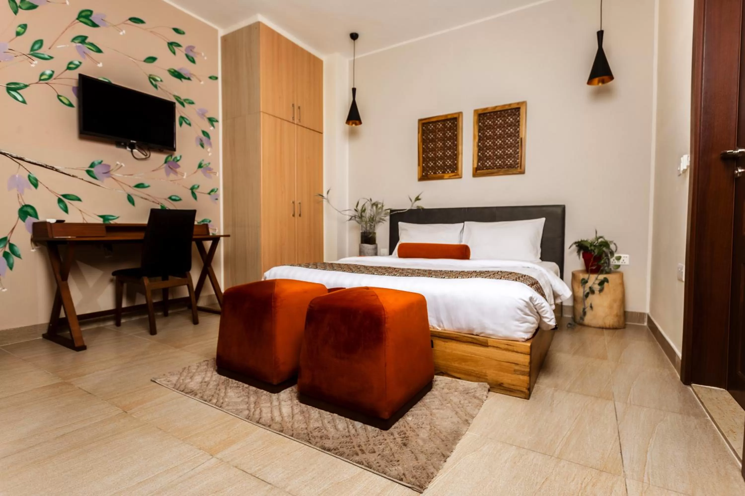 Bed in Roots Hotel Apartment