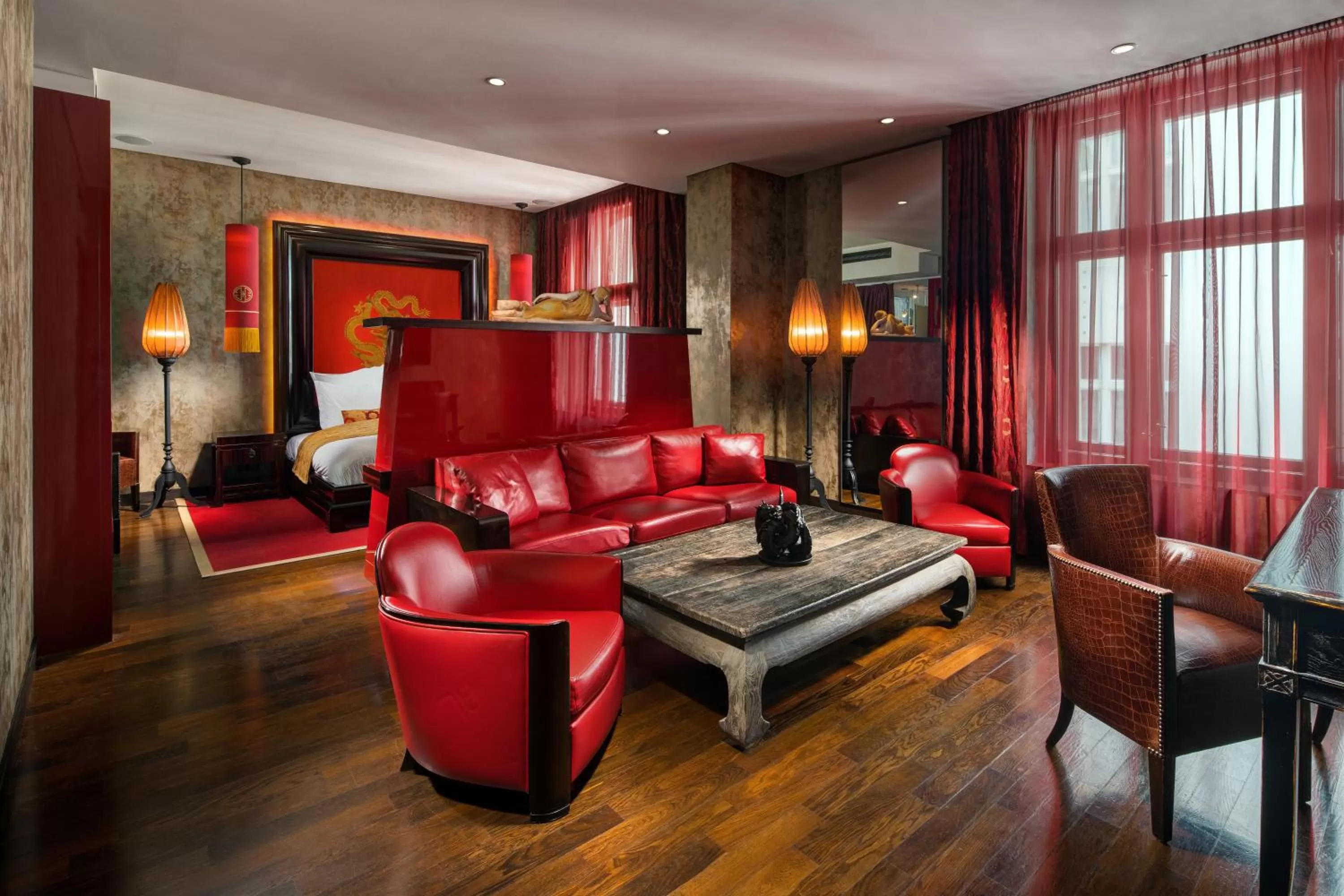 Seating area in Buddha-Bar Hotel Prague