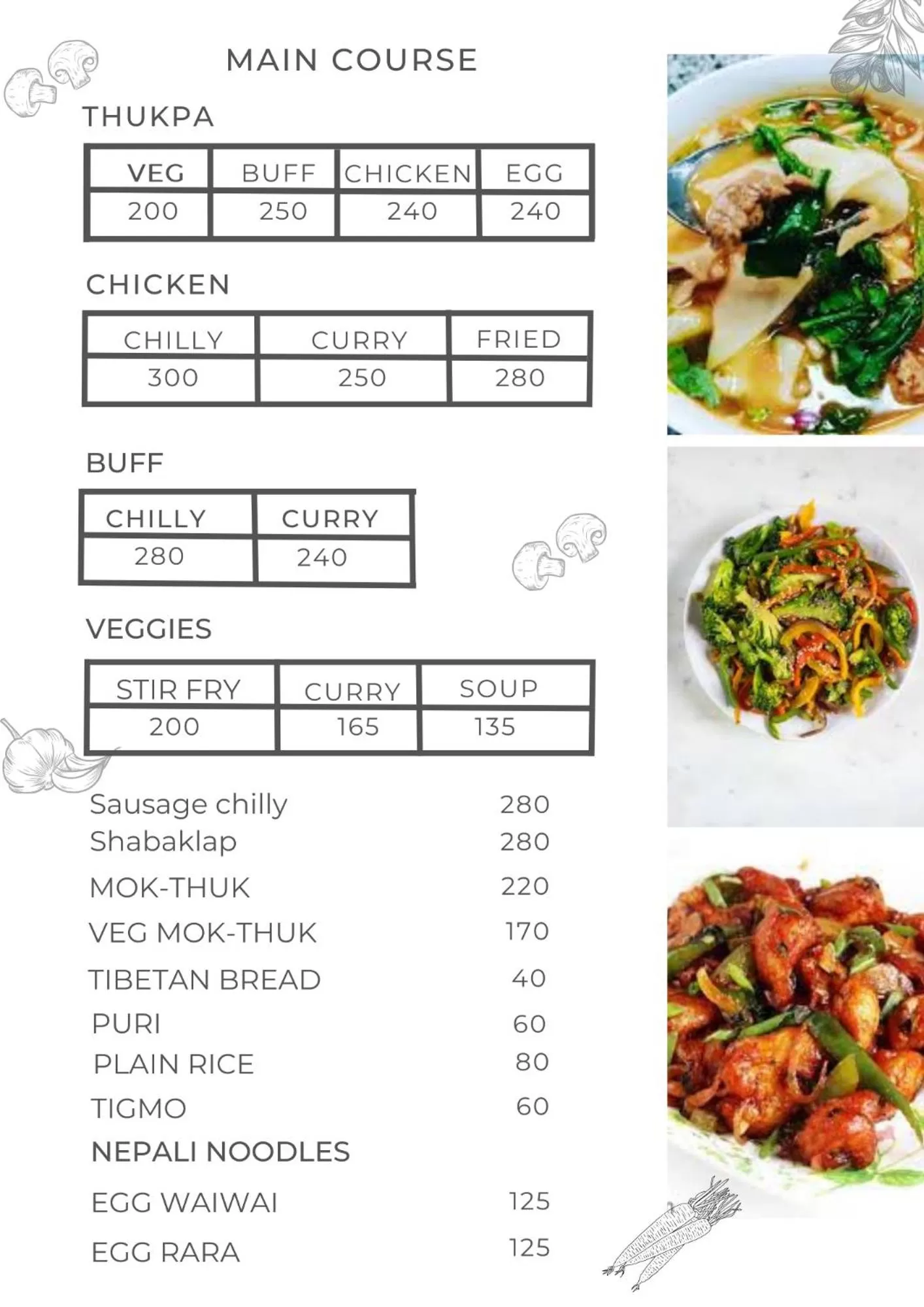 Food in Green Mandala Inn