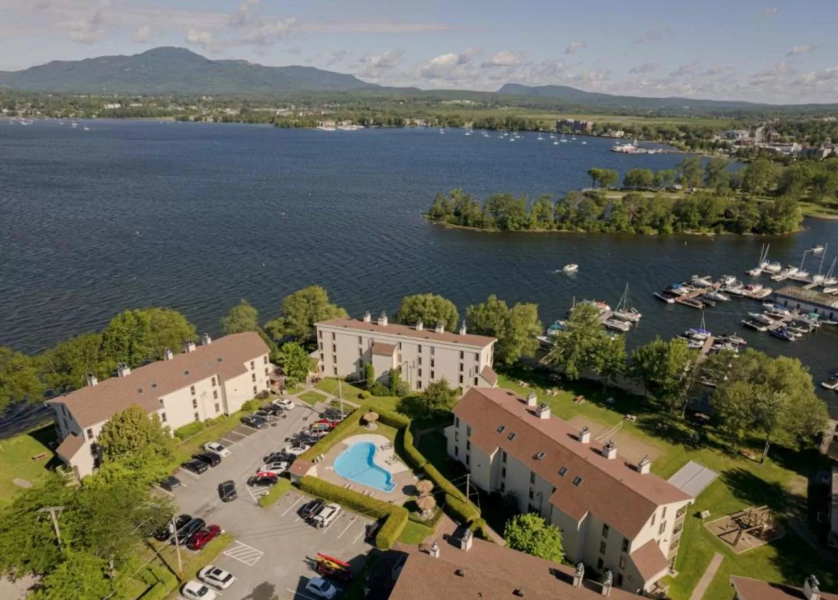 Bird's eye view in Magog Waterfront Condo