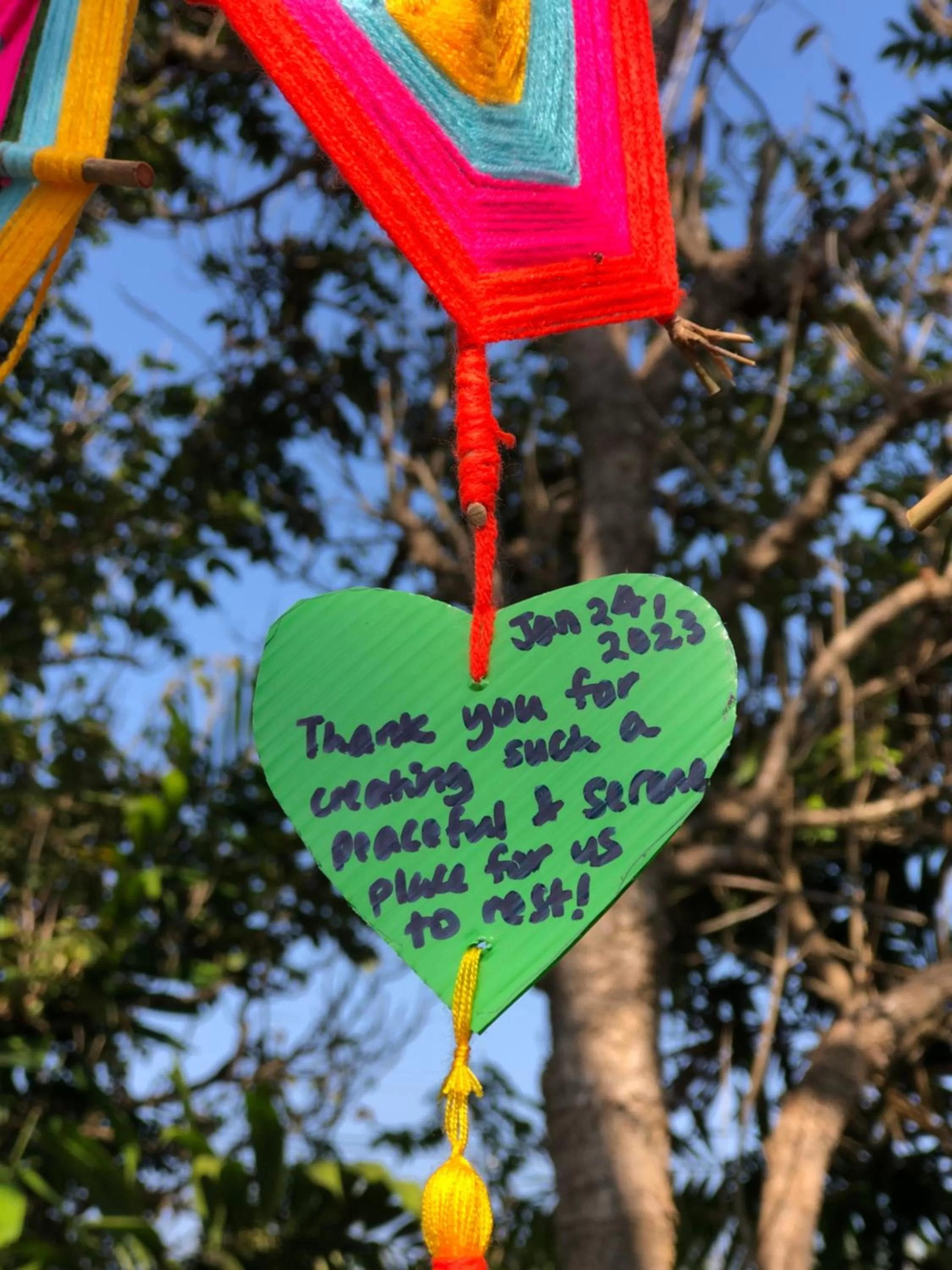 Text overlay in Pura Vida Pai Resort