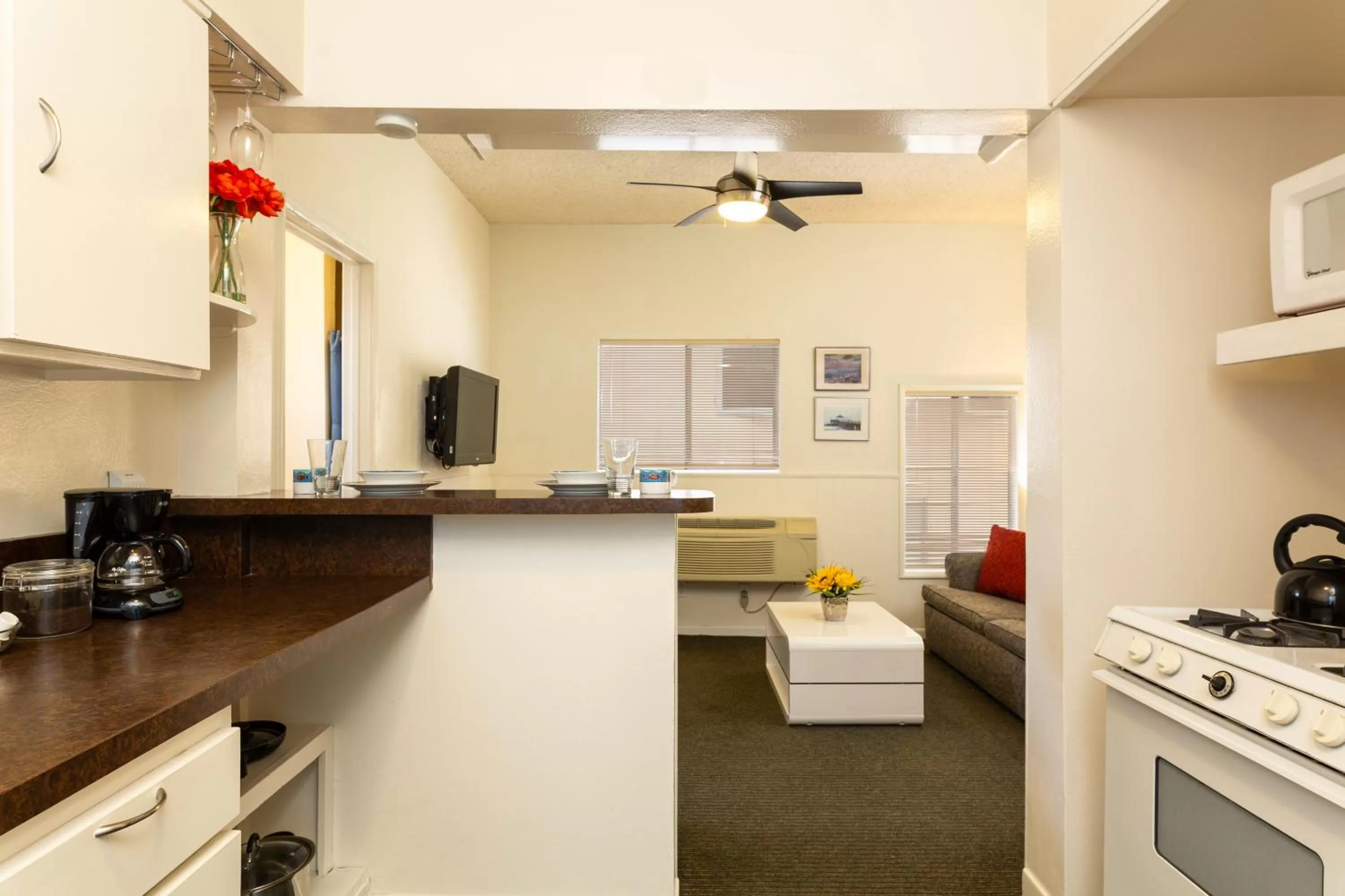 Kitchen or kitchenette in The Sea View Inn At The Beach