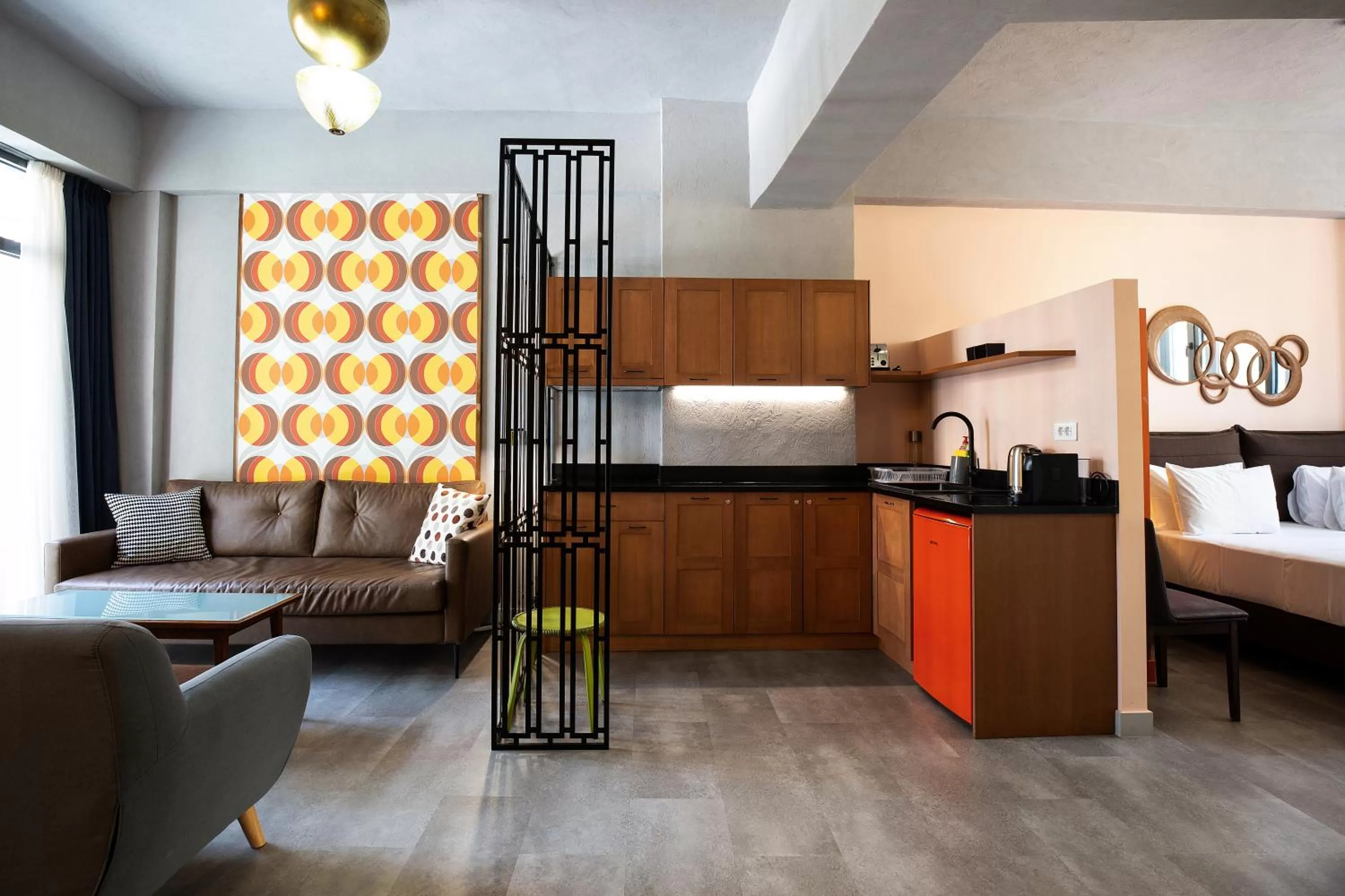 Kitchen or kitchenette, Bed in Downtown Athens Lofts - The Acropolis Observatory