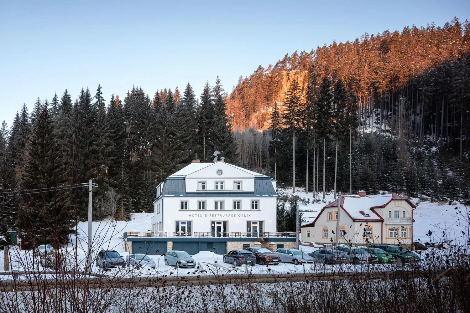 Property building, Winter in Hotel Orlík