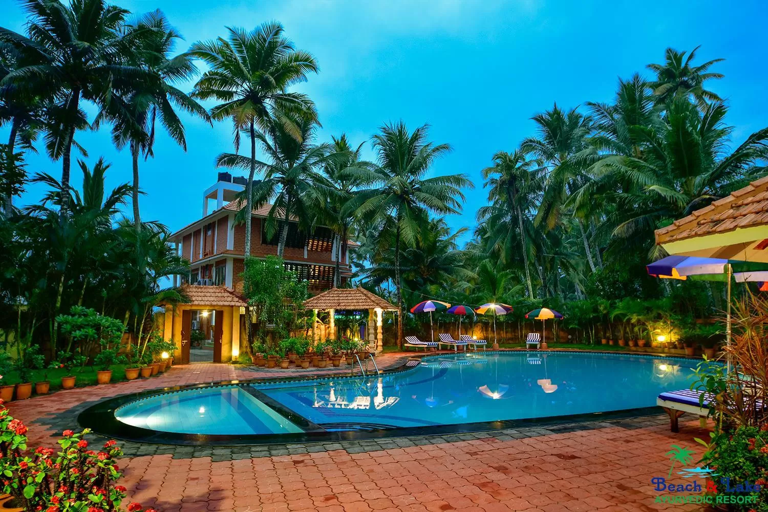 Pool view in Beach and Lake Ayurvedic Resort, Kovalam