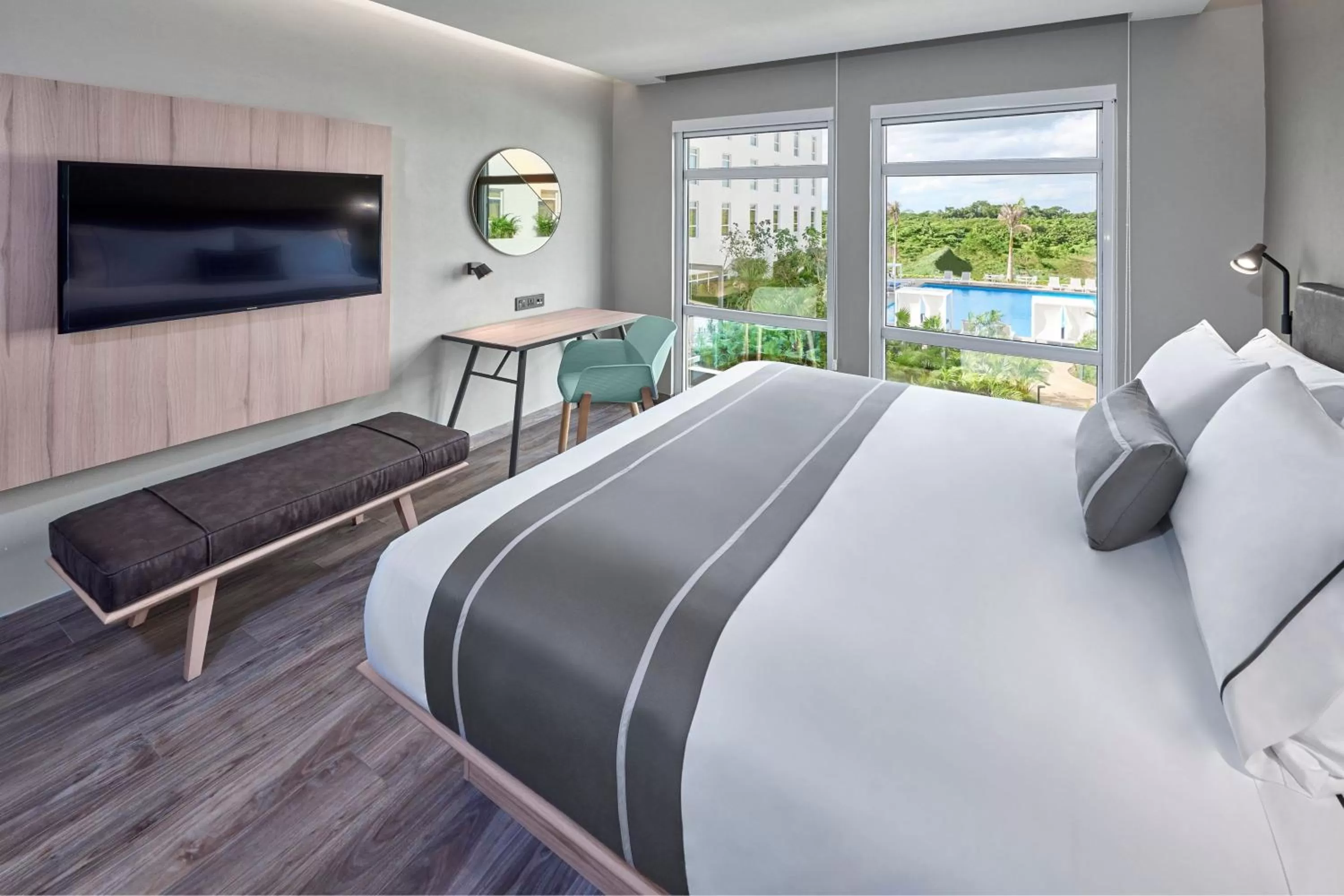 Bedroom, Bed in City Express Plus by Marriott Cancun Aeropuerto Riviera