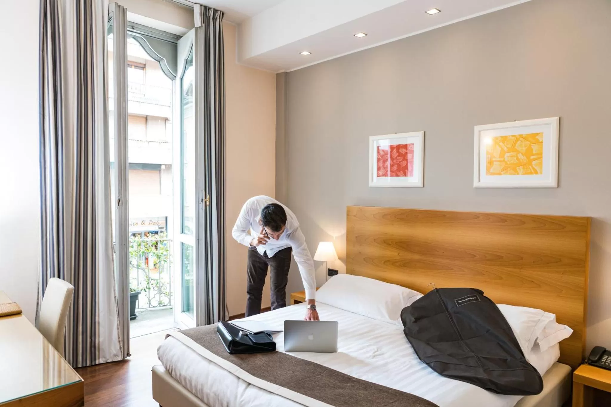 Balcony/Terrace, Bed in Hotel Royal Falcone