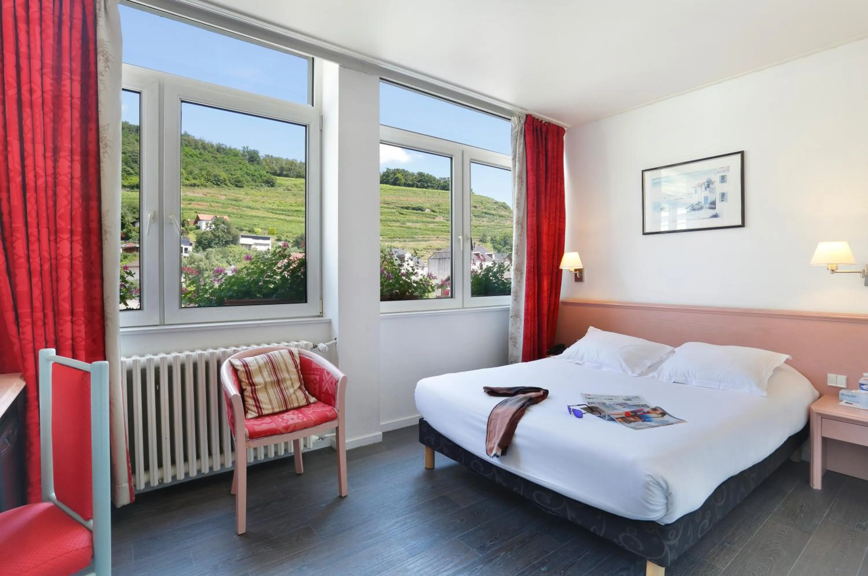 View (from property/room), Bed in The Originals City Hotel de l Ange Guebwiller