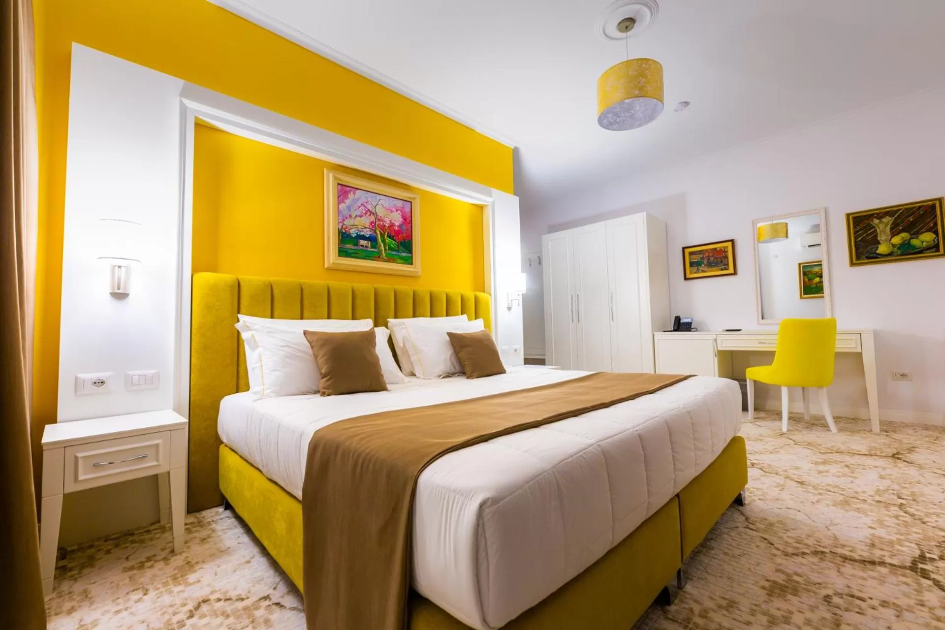 Bed in ART Hotel Tirana