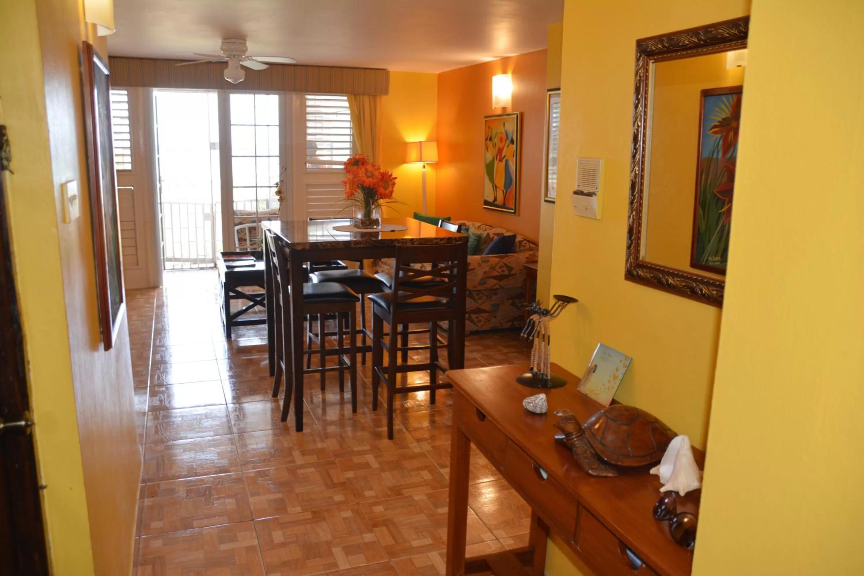 Seating area in Seacastles by the beach/pool