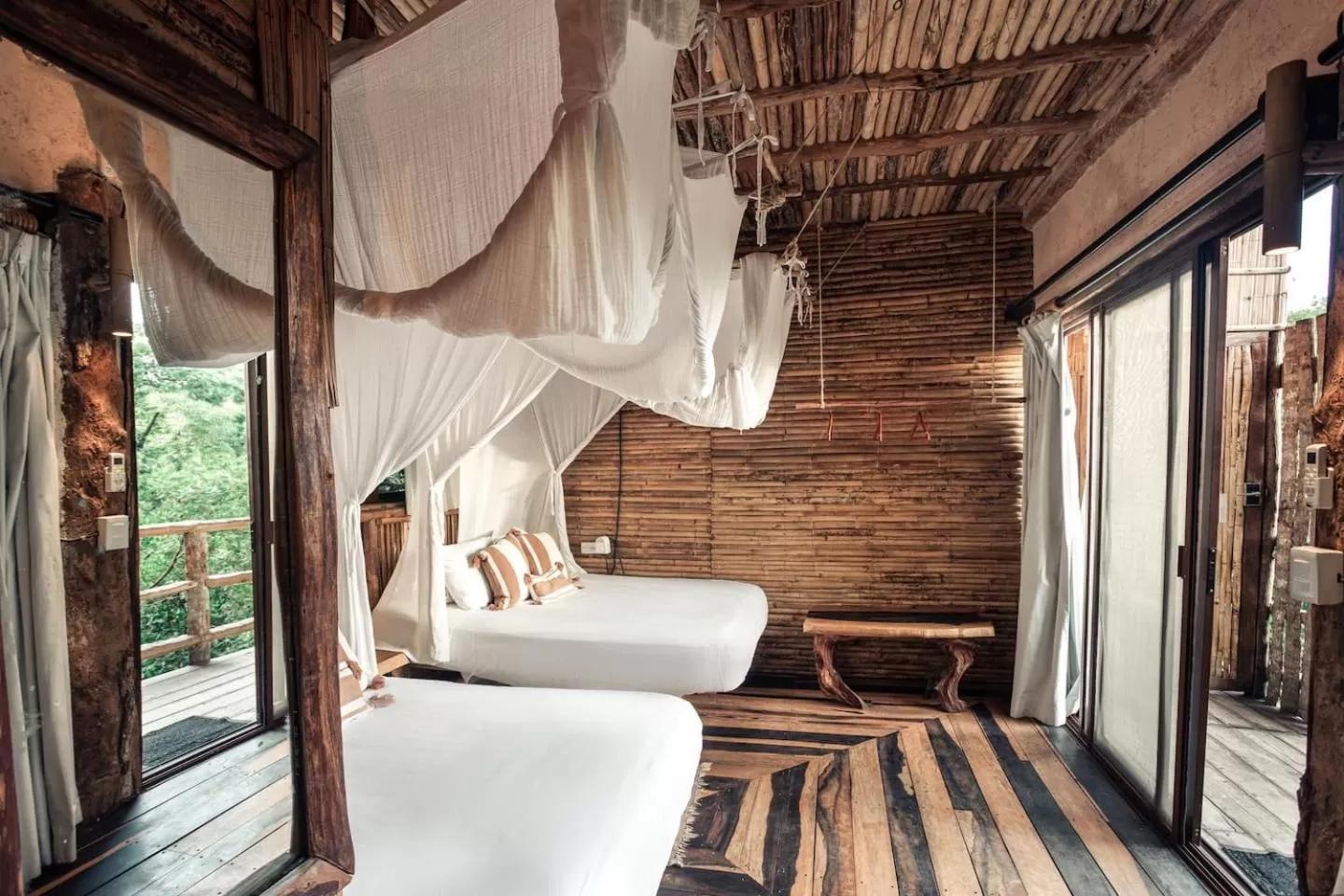 Bed in Hidden Treehouse Tulum Eco-Hotel