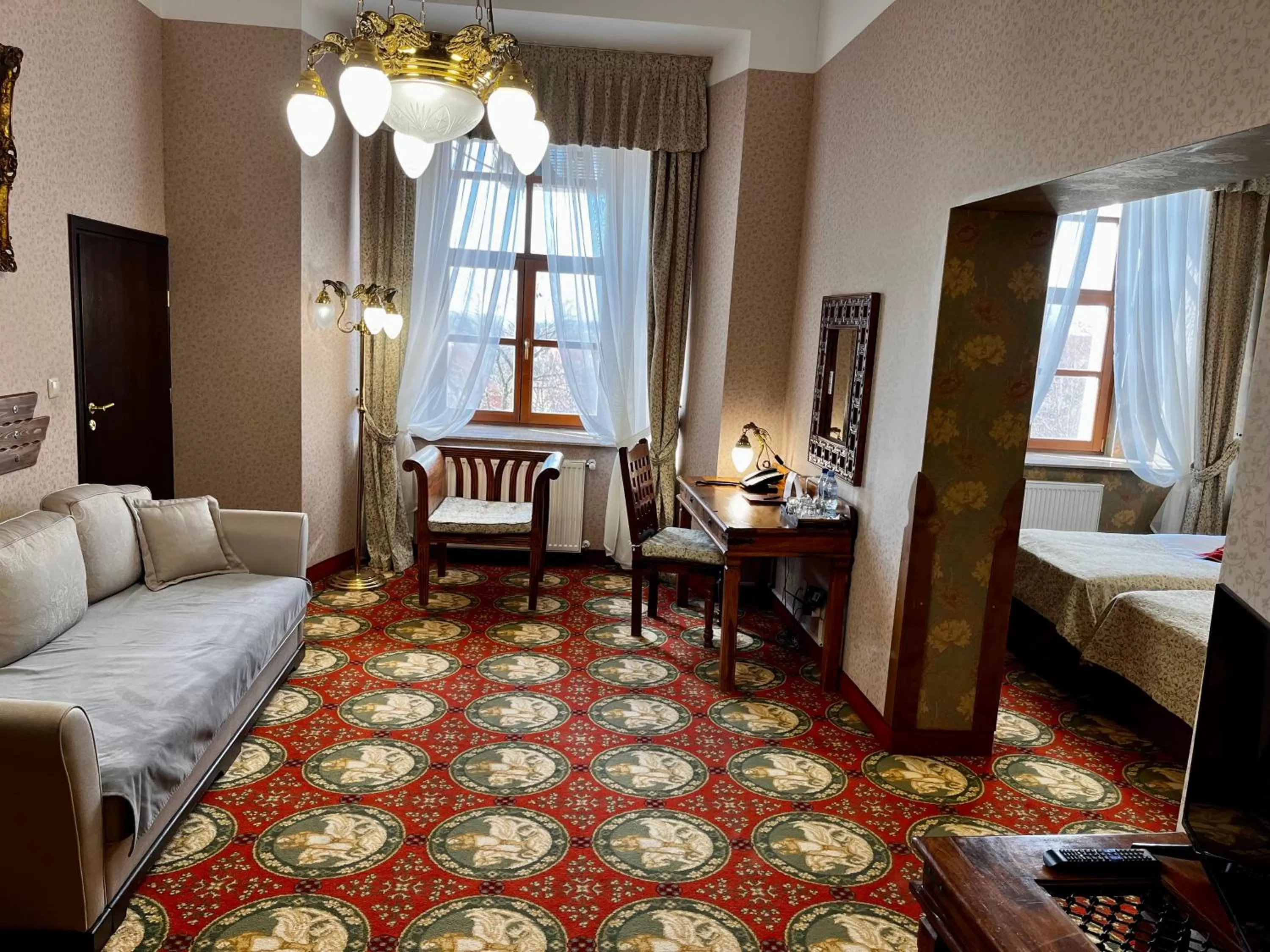 Seating area, Bed in Hotel Zamek Ryn