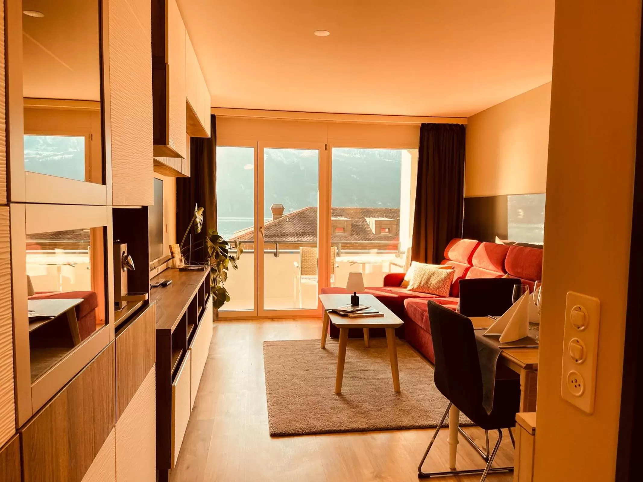 Living room in Seehotel Riviera at Lake Lucerne