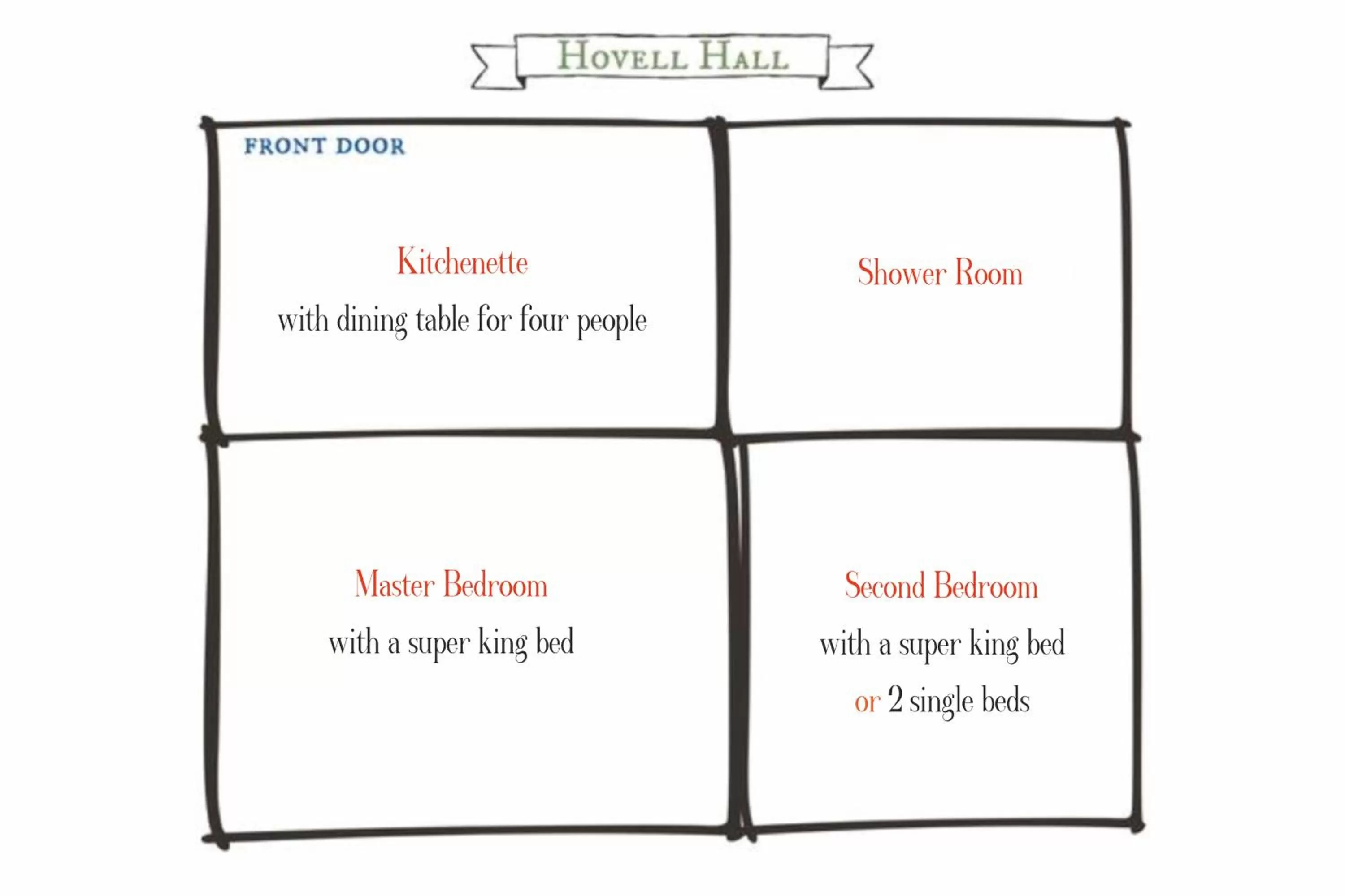 Bedroom, Floor Plan in Hovell Hall Country Bed and Breakfast