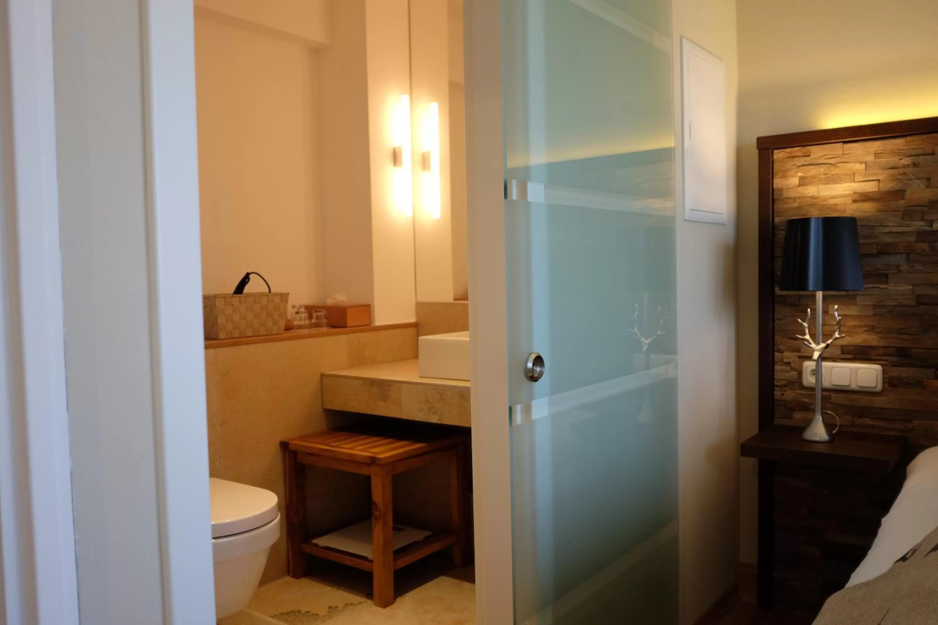 Decorative detail, Bathroom in Romantik Hotel Hirschen