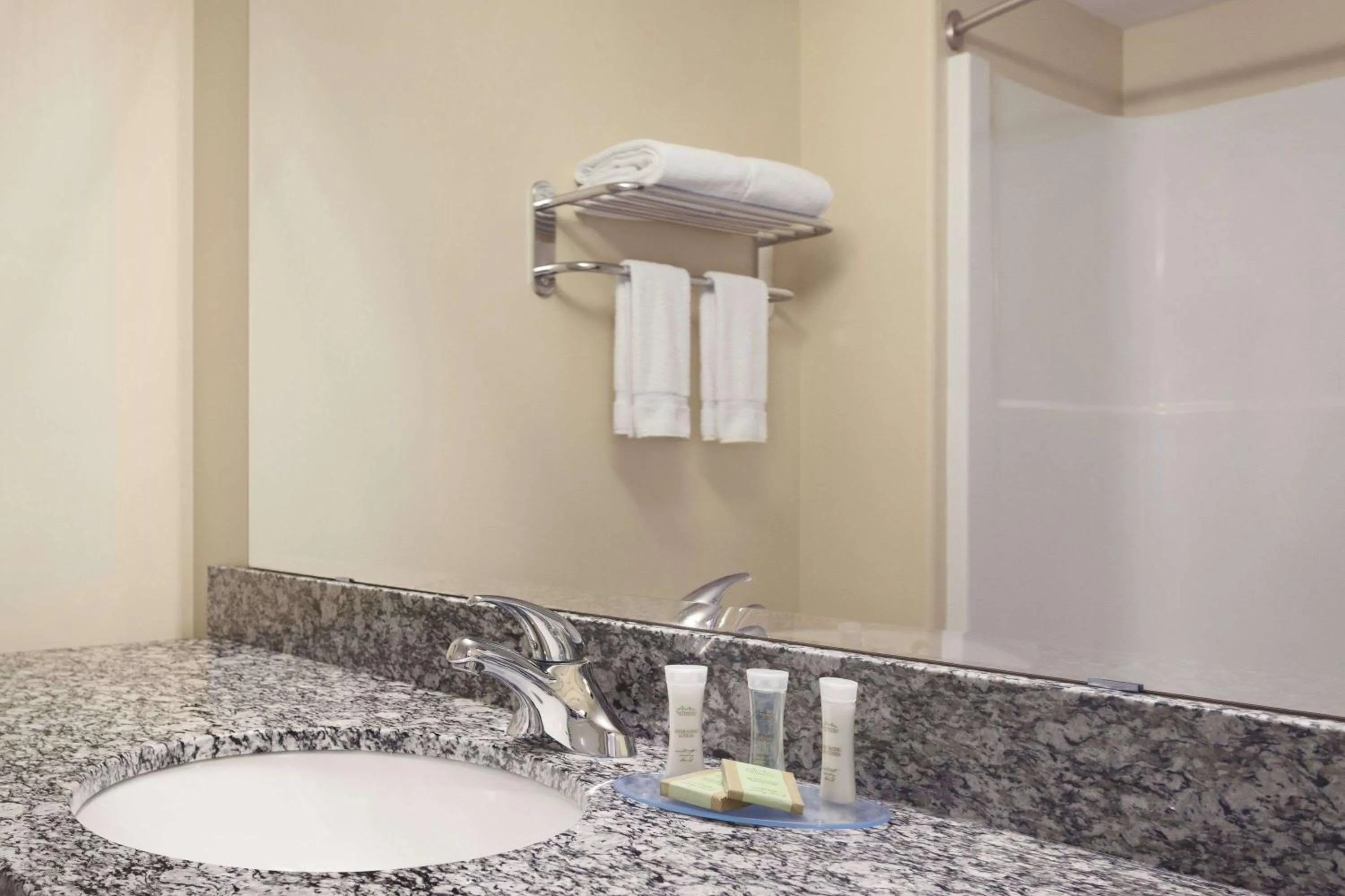 Bathroom in Super 8 by Wyndham Saskatoon Near Downtown