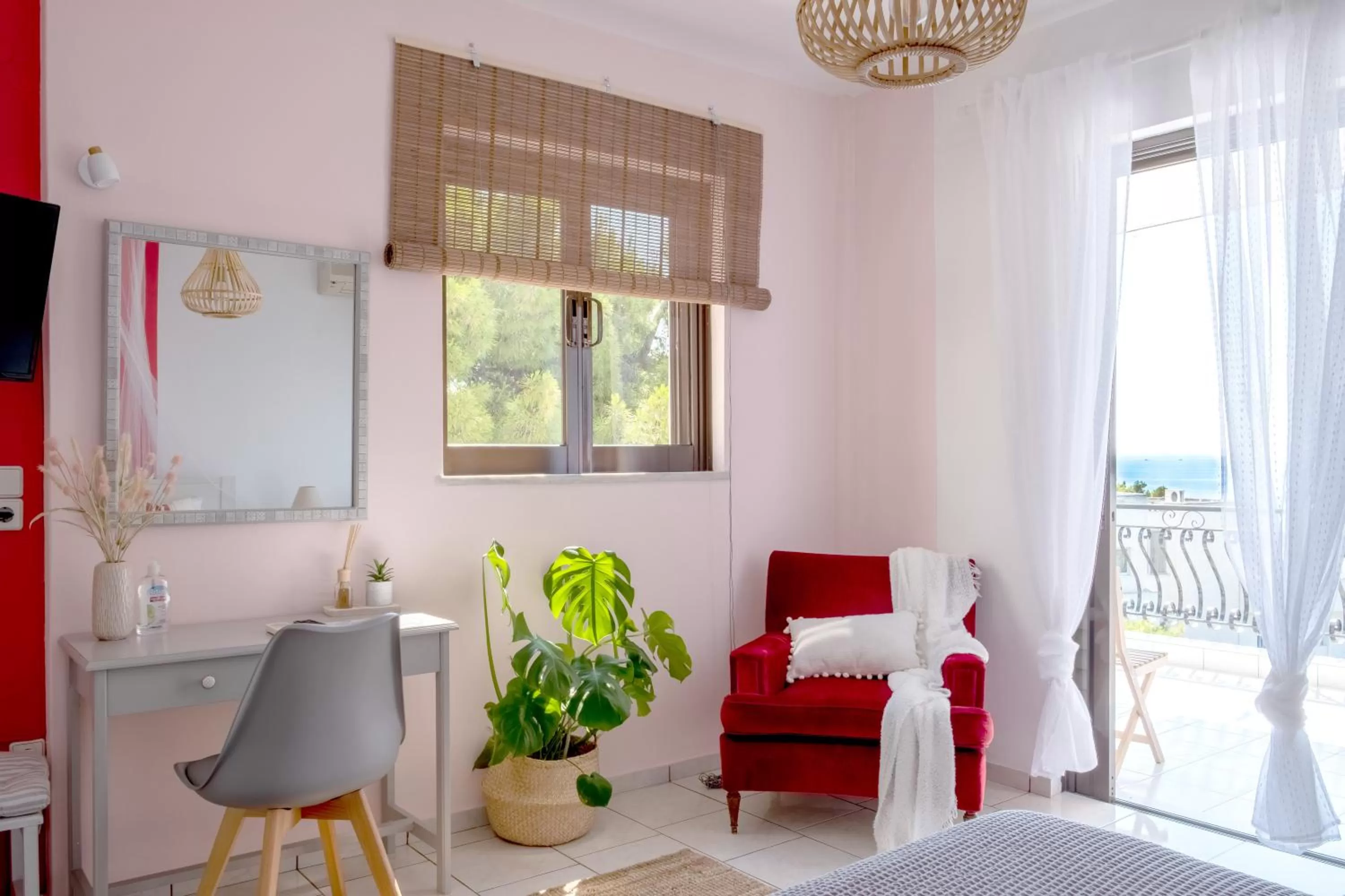 Living room, Bed in Pefkides Aegina Boutique Apartments