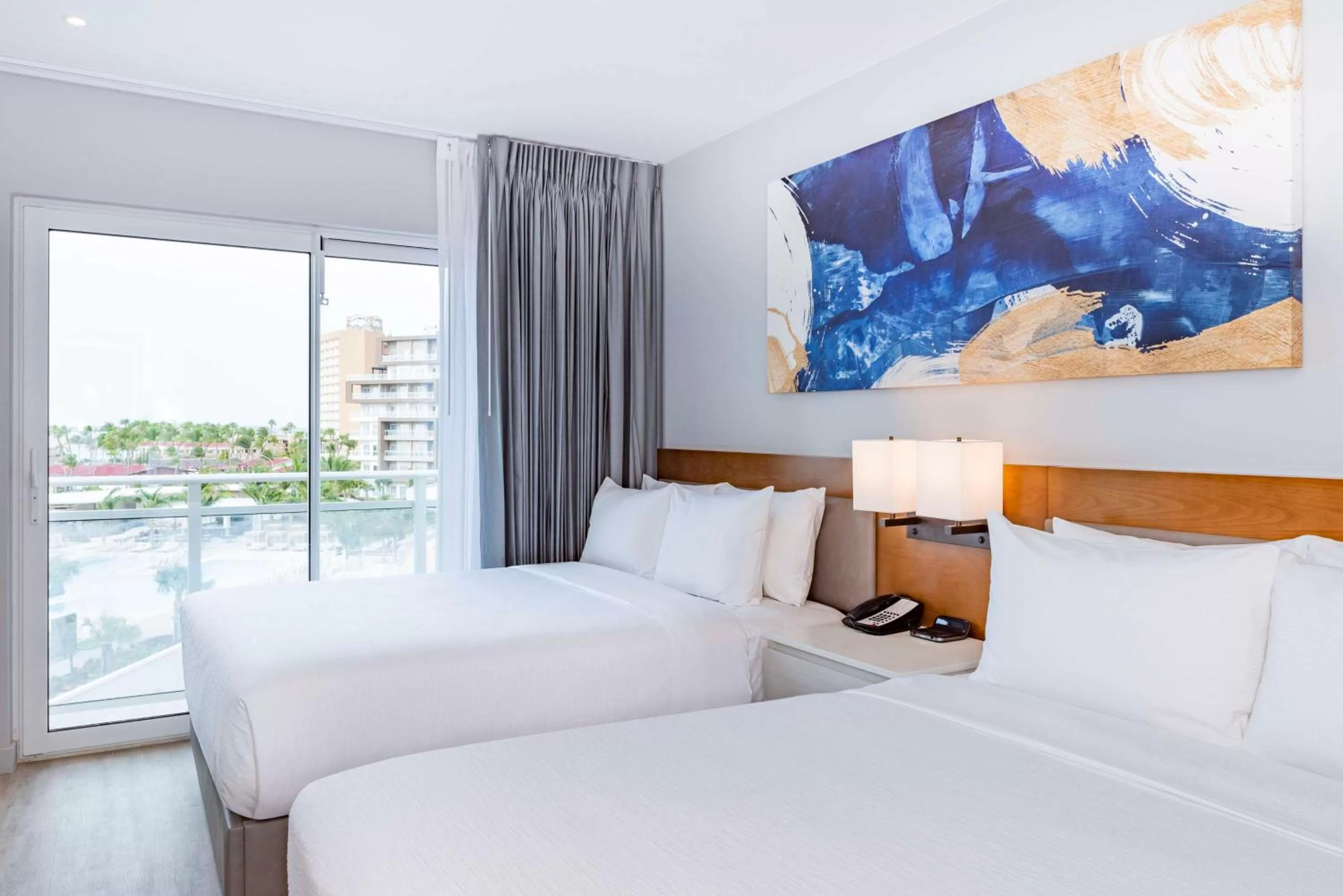 View (from property/room), Bed in Embassy Suites By Hilton Aruba Beach Resort