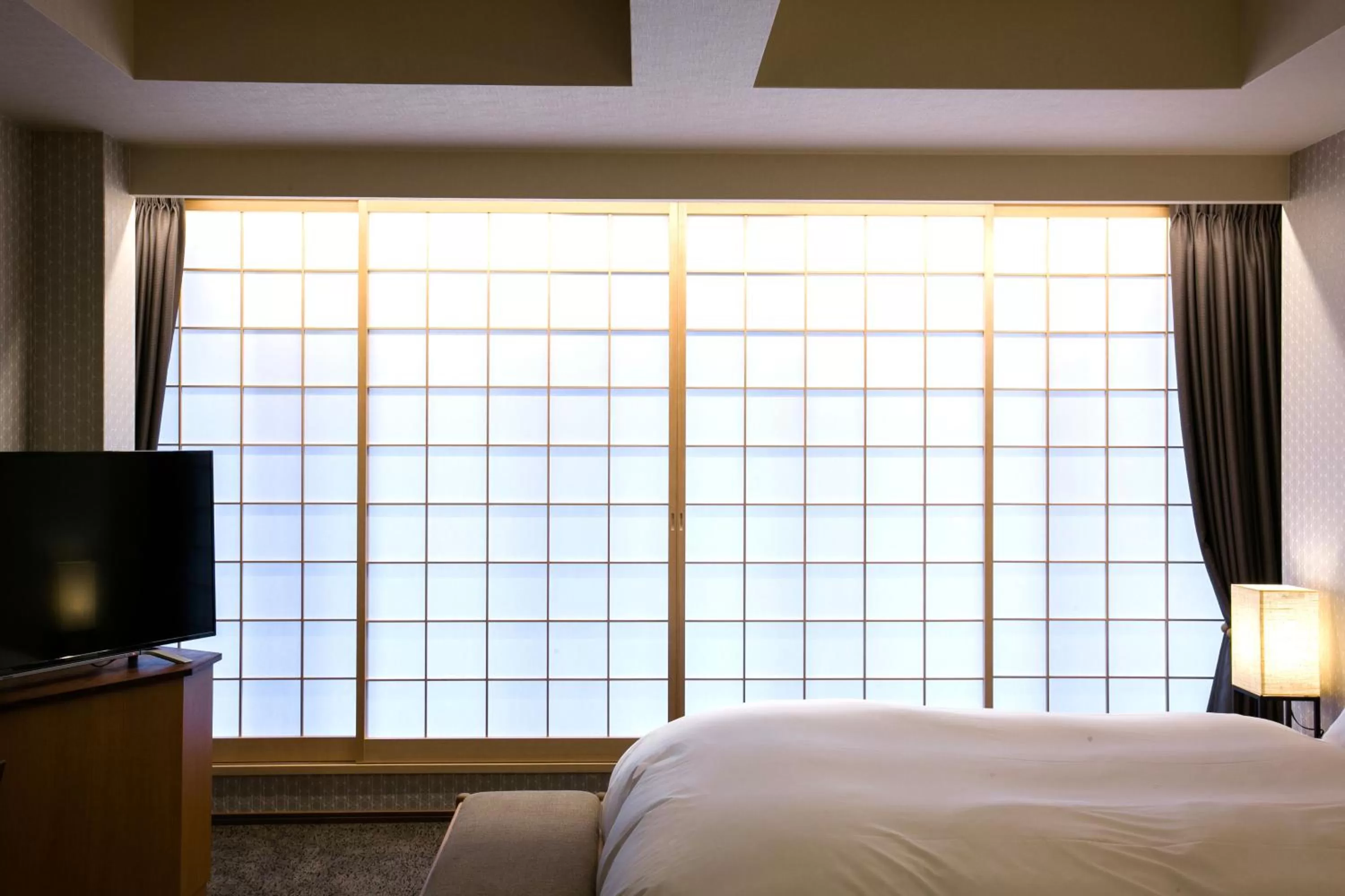 Decorative detail, Bed in Kyoto Kamanza Hotel