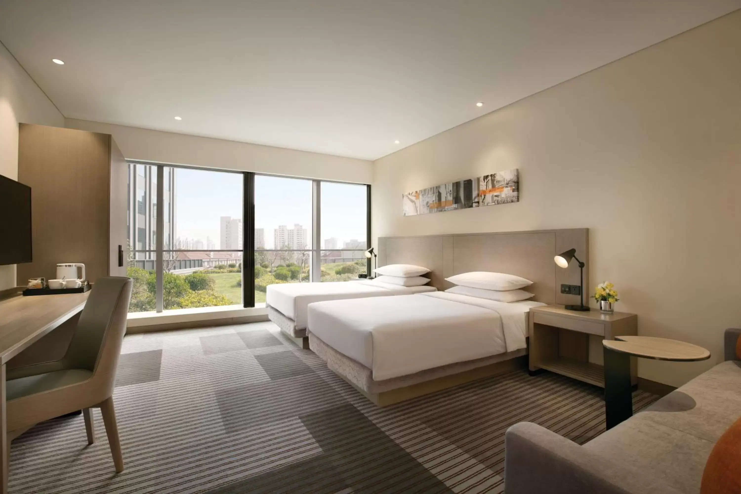 Twin Room with Sofa Bed and Garden View in Hyatt Place Shanghai Tianshan Plaza Twin Room with Sofa Bed and Garden View in Hyatt Place Shanghai Tianshan Plaza
