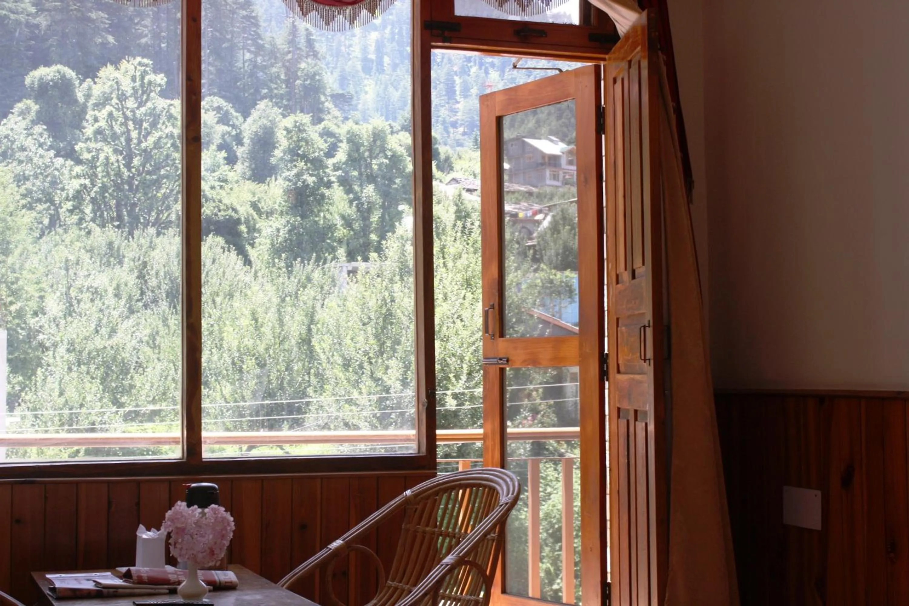 Balcony/Terrace in Sarthak Resorts-Reside in Nature with Best View, 9 kms from Mall Road Manali