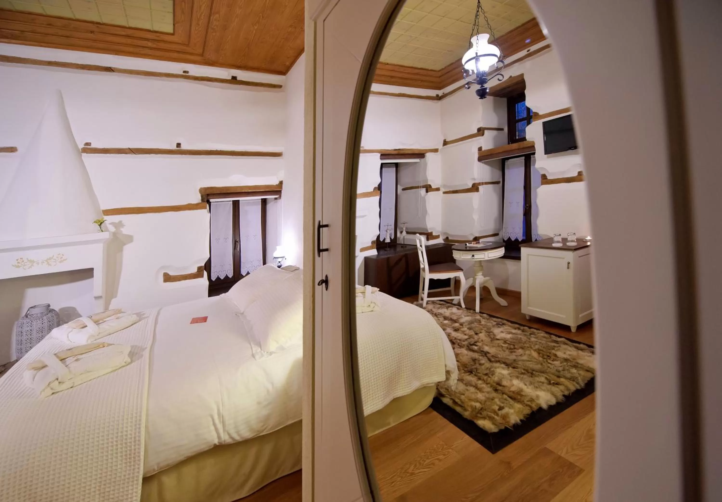 Bed in Orologopoulos Mansion Luxury Hotel