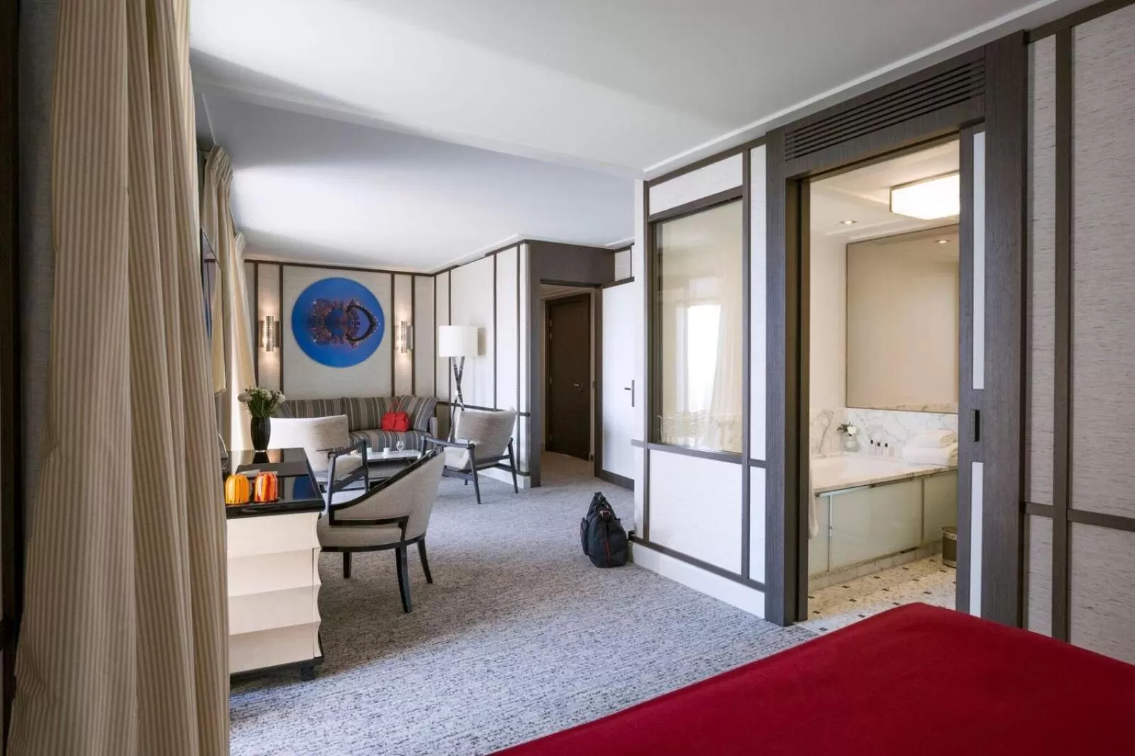 Bathroom, Bed in Villa Maïa