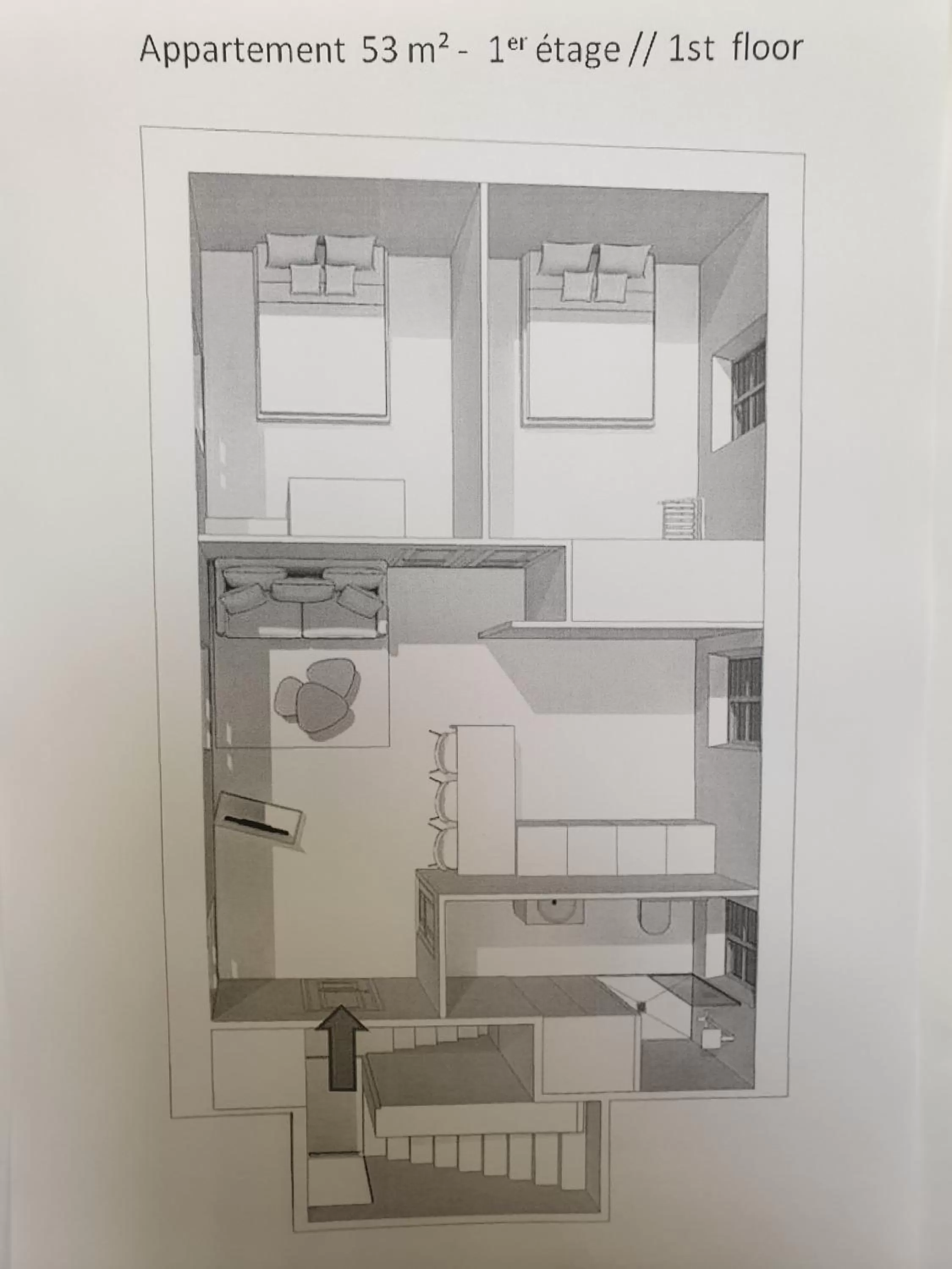 Floor plan in Au Loup Historic Apartments