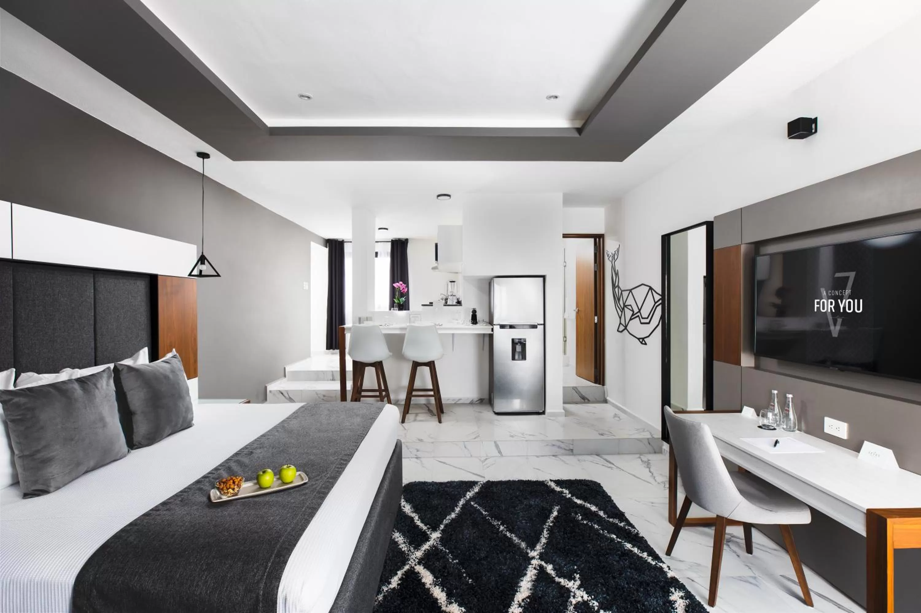 Communal lounge/ TV room, Bed in Seven Boutique Apartments Cancún