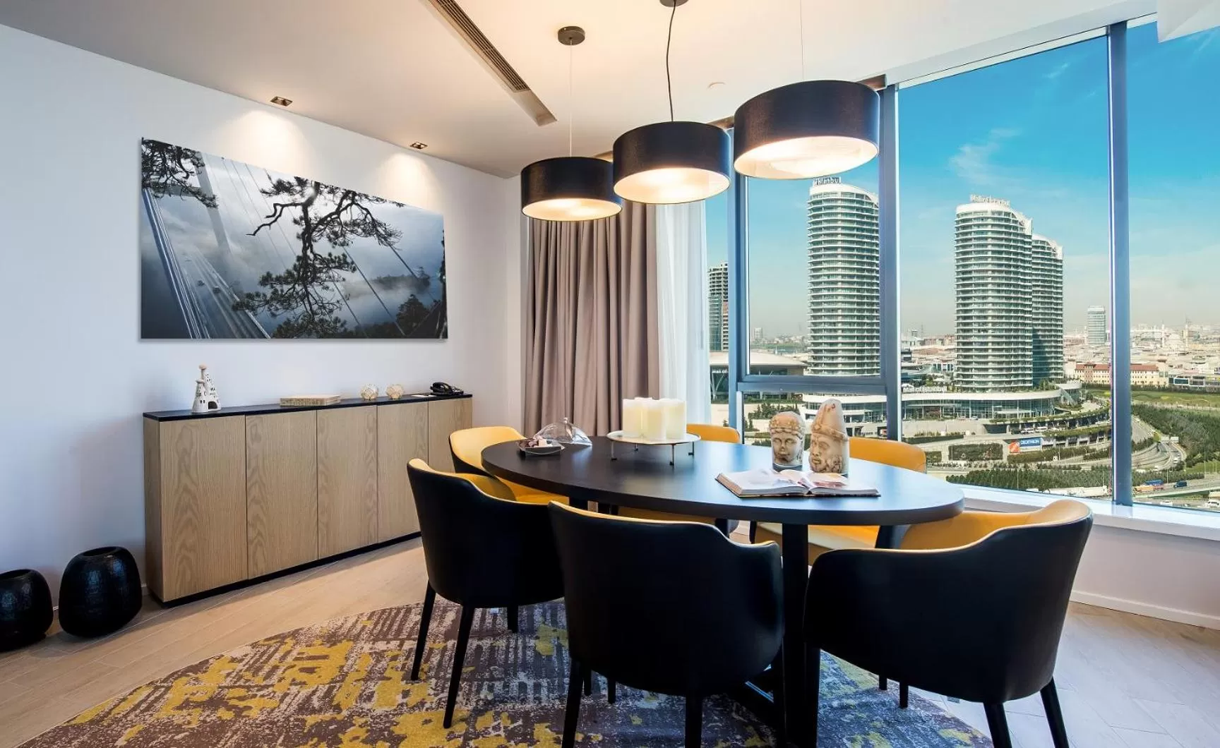 Dining area in WestSide Residences by Rotana