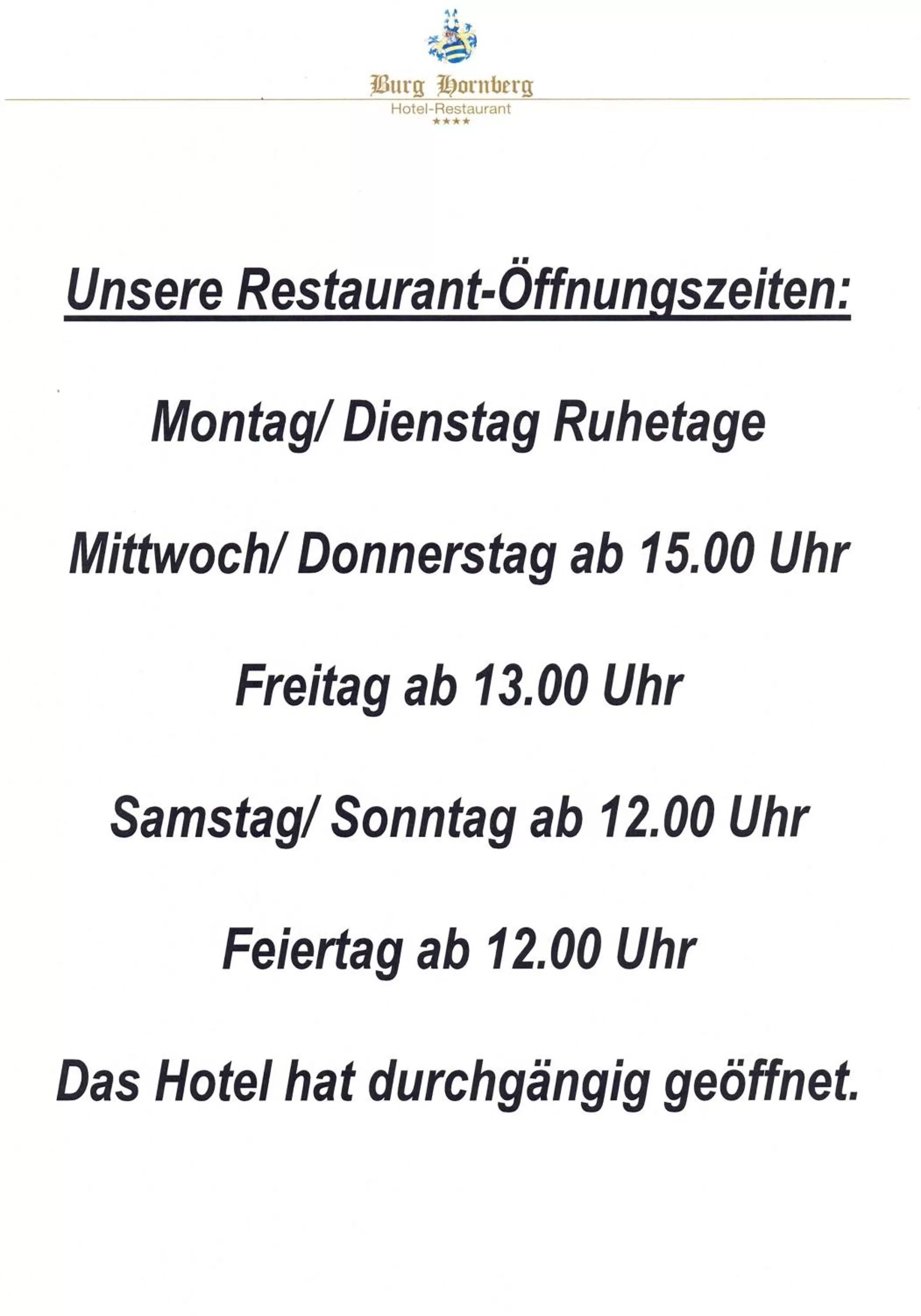 Restaurant/places to eat in Hotel-Restaurant Burg Hornberg