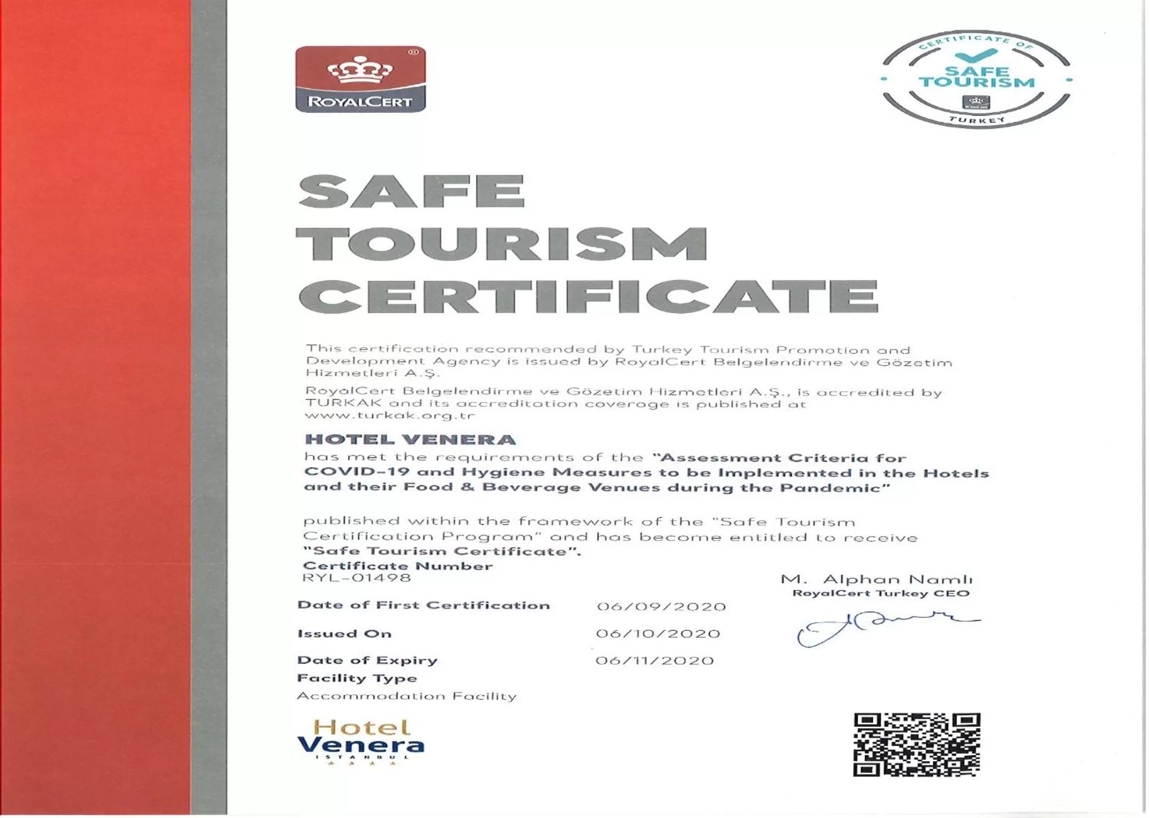 Logo/Certificate/Sign in Hotel Venera Istanbul Old City