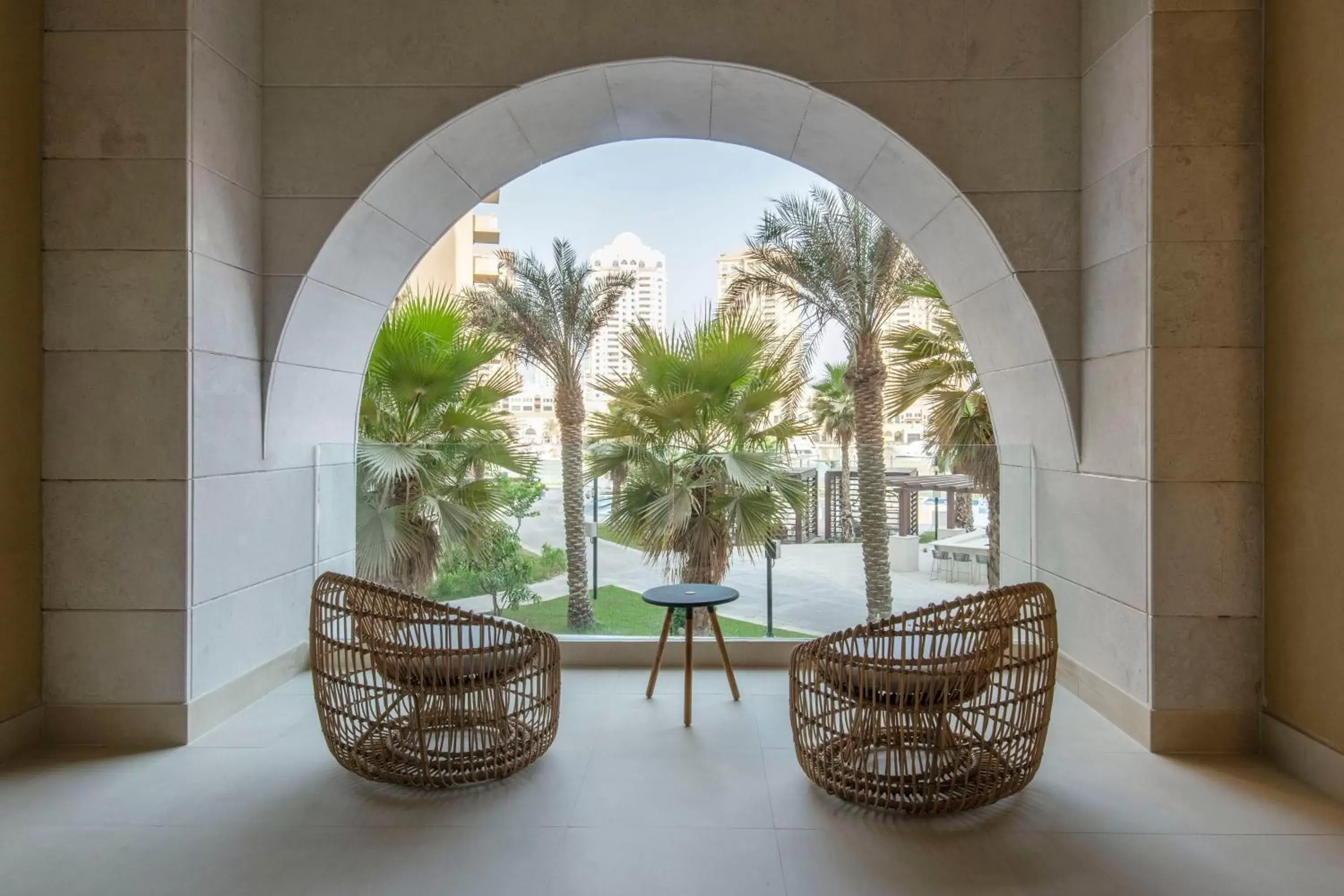 One-Bedroom Poolside Duplex Suite with Patio in The St. Regis Marsa Arabia Island, The Pearl Qatar One-Bedroom Poolside Duplex Suite with Patio in The St. Regis Marsa Arabia Island, The Pearl Qatar