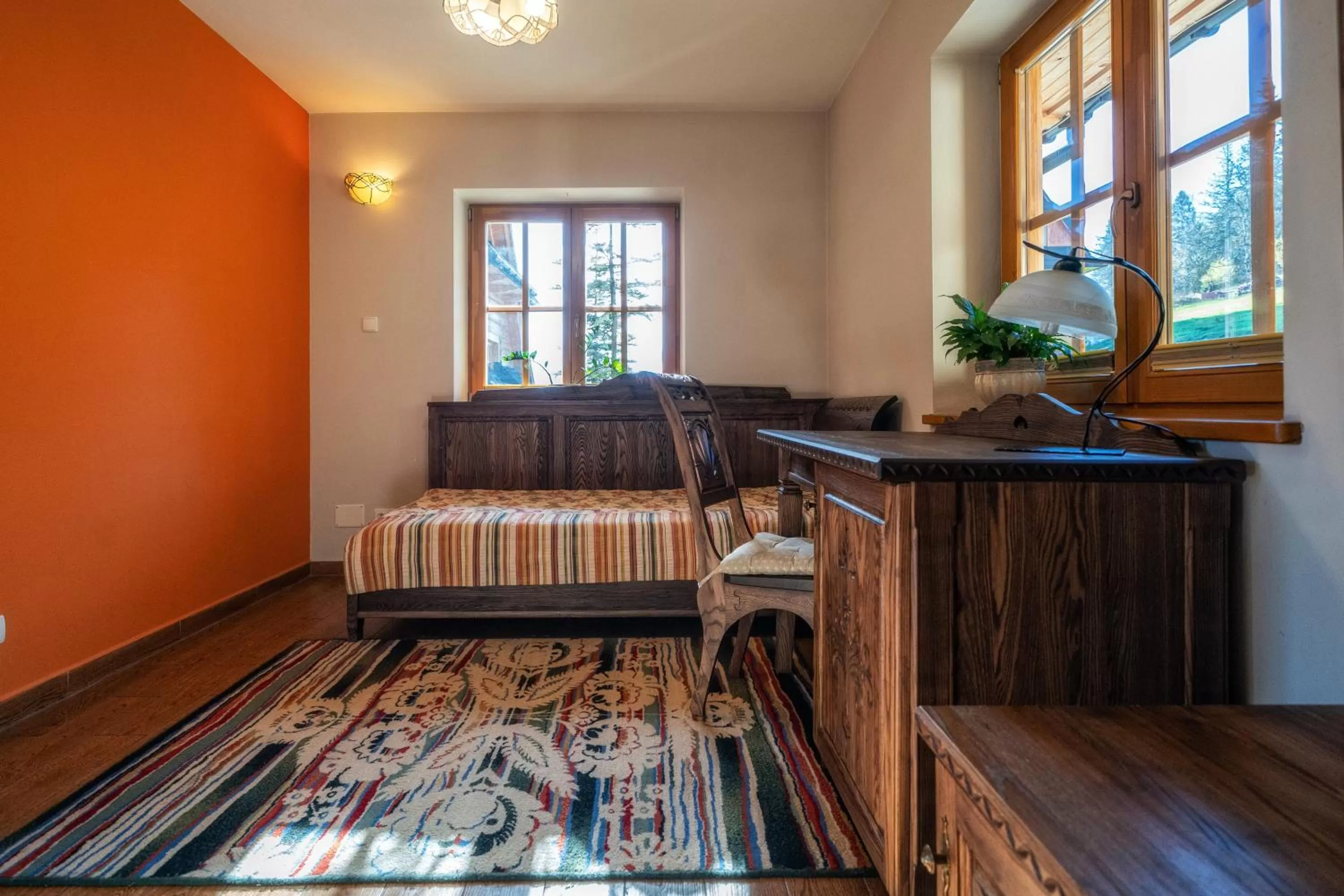 Seating area, Bed in Butorowy Dwór