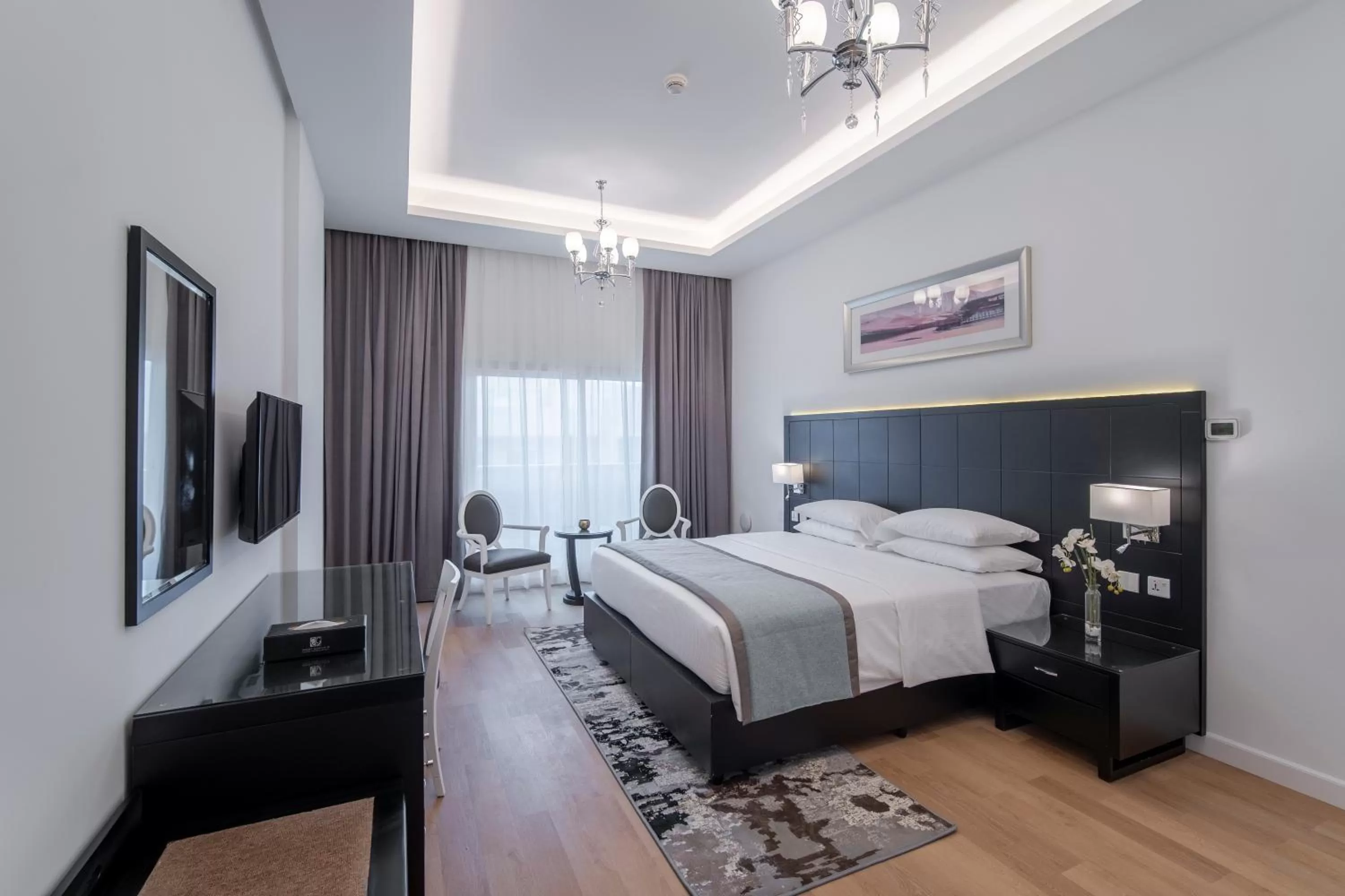 Bedroom, Bed in Rose Garden Hotel Apartments - Al Barsha, Near Metro Station