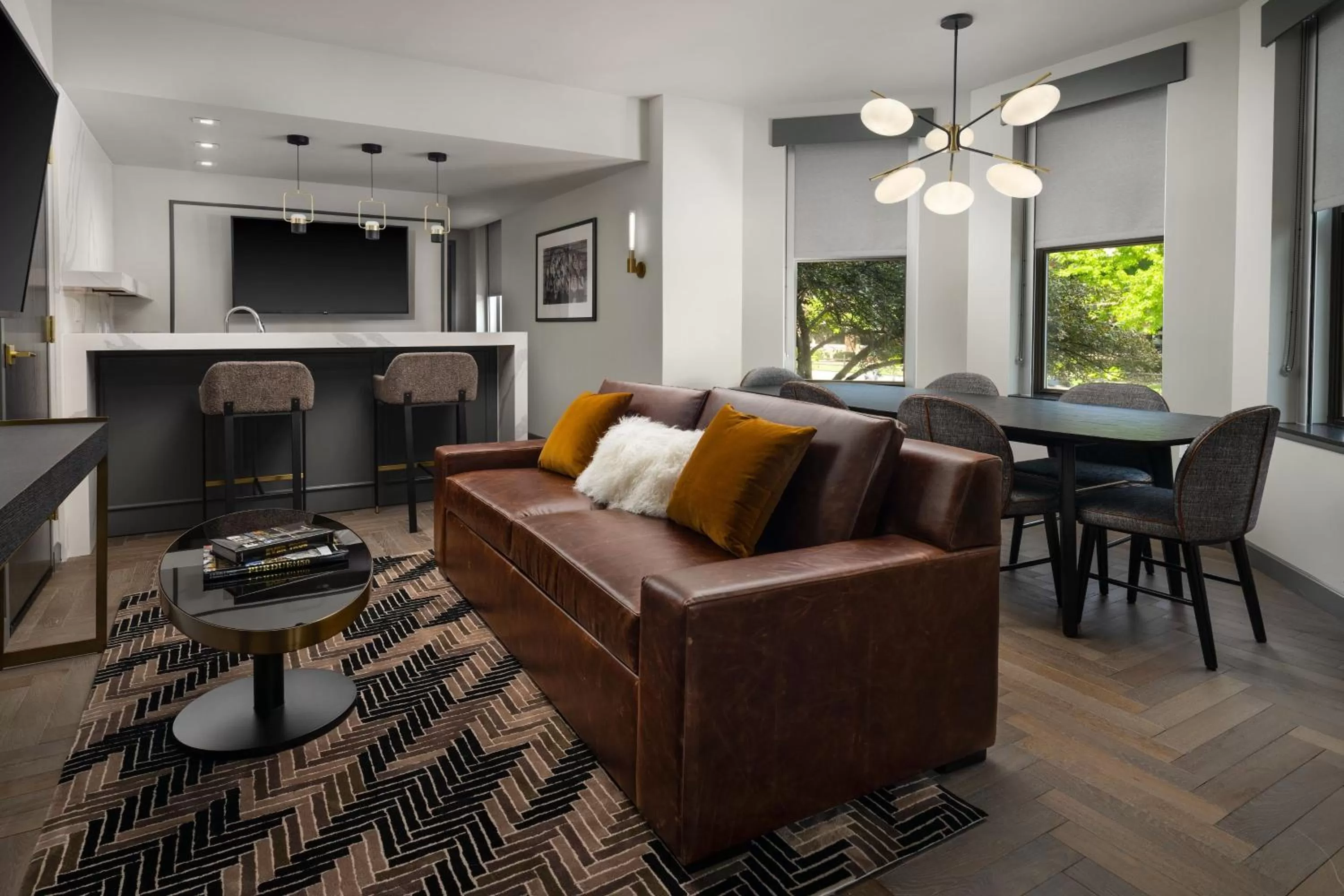 Living room in The Union Club Hotel at Purdue University, Autograph Collection