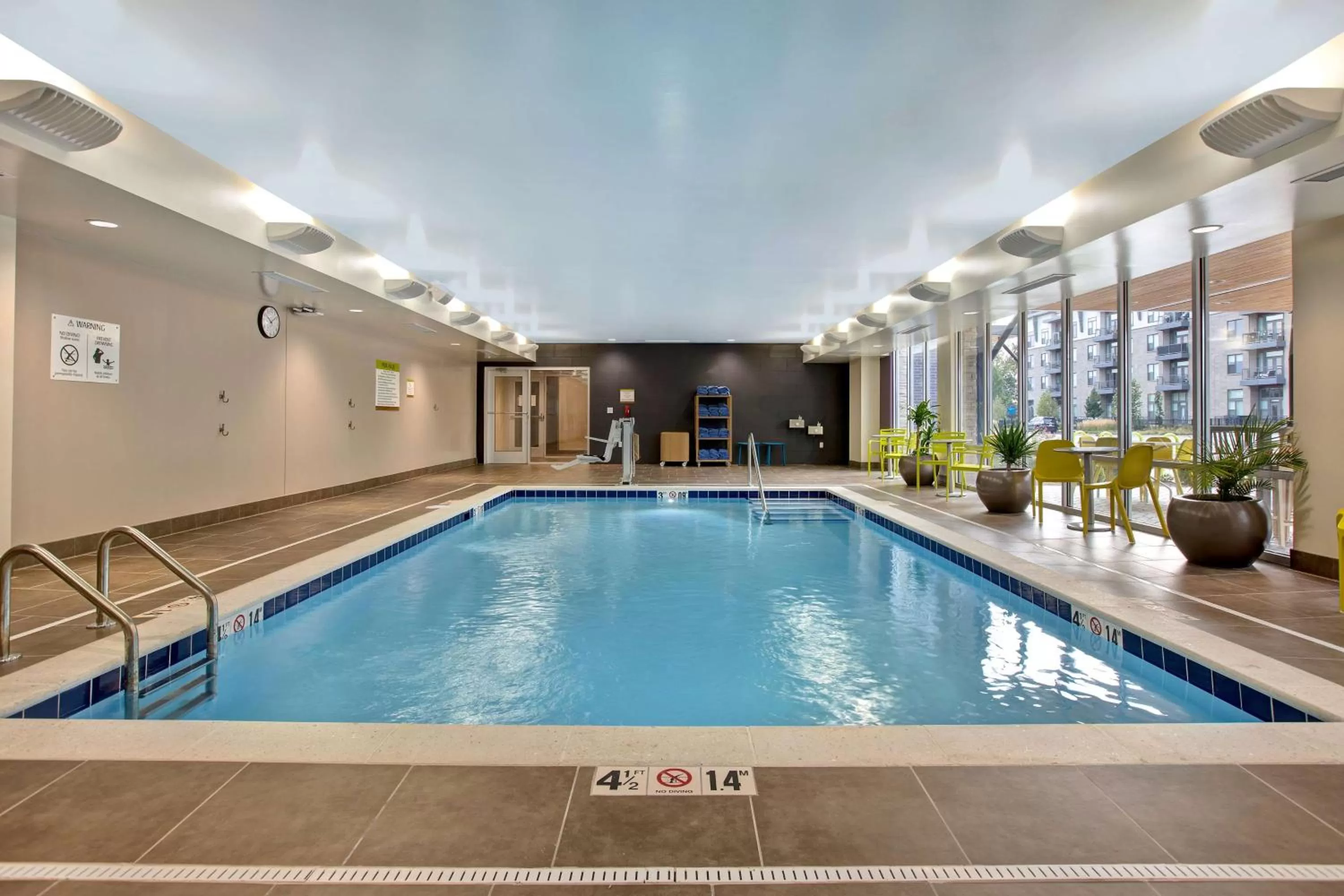 Pool view in Home2 Suites By Hilton Carmel Indianapolis